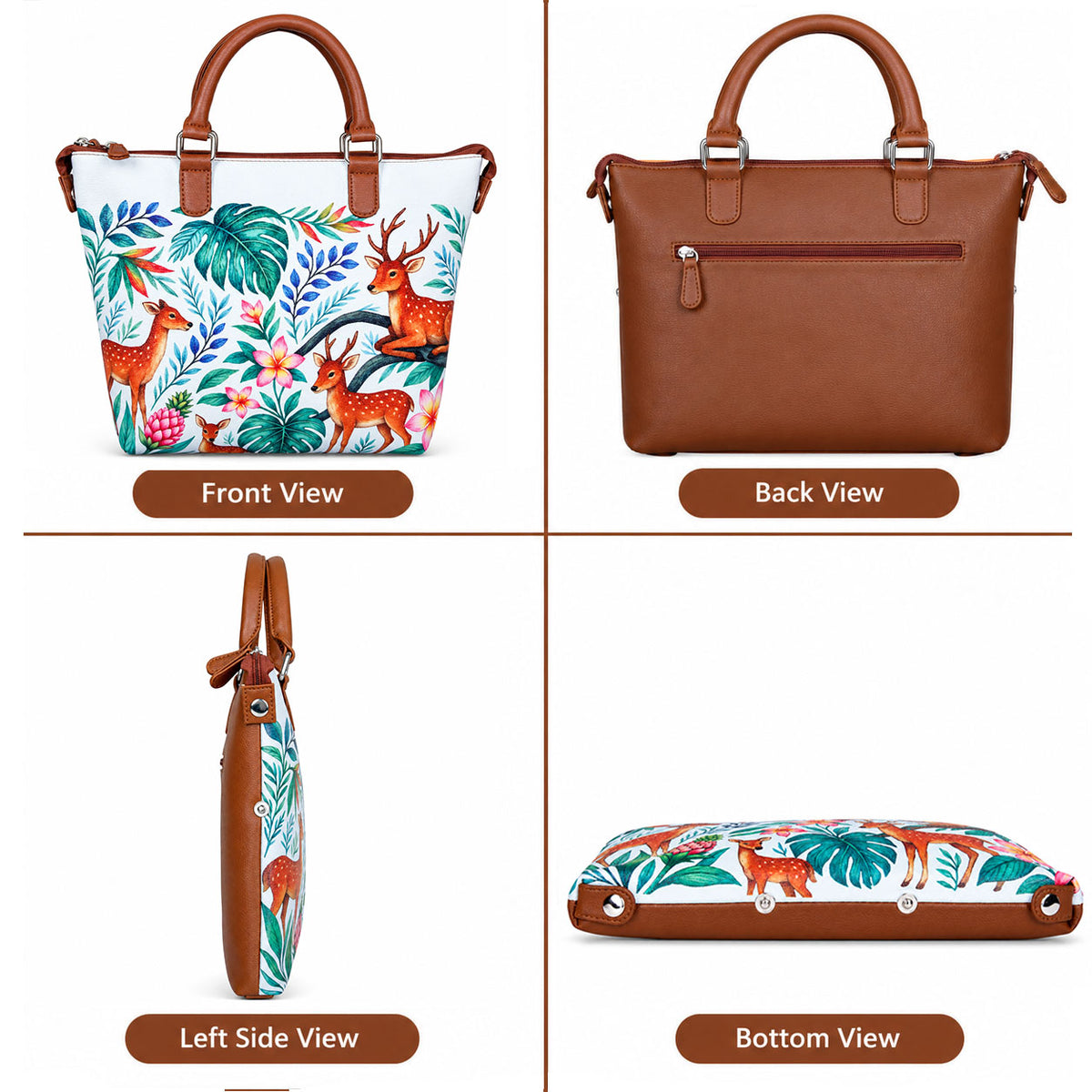 Women’s Vegan Leather 3-in-1 Printed Convertible Shoulder Bag – Stylish Top Handle Crossbody  & Handbag  Purse – Everyday Use