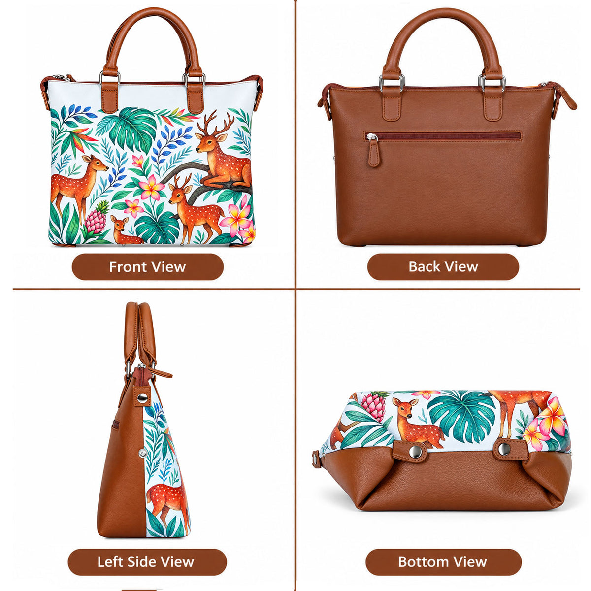 Women’s Vegan Leather 3-in-1 Printed Convertible Shoulder Bag – Stylish Top Handle Crossbody  & Handbag  Purse – Everyday Use