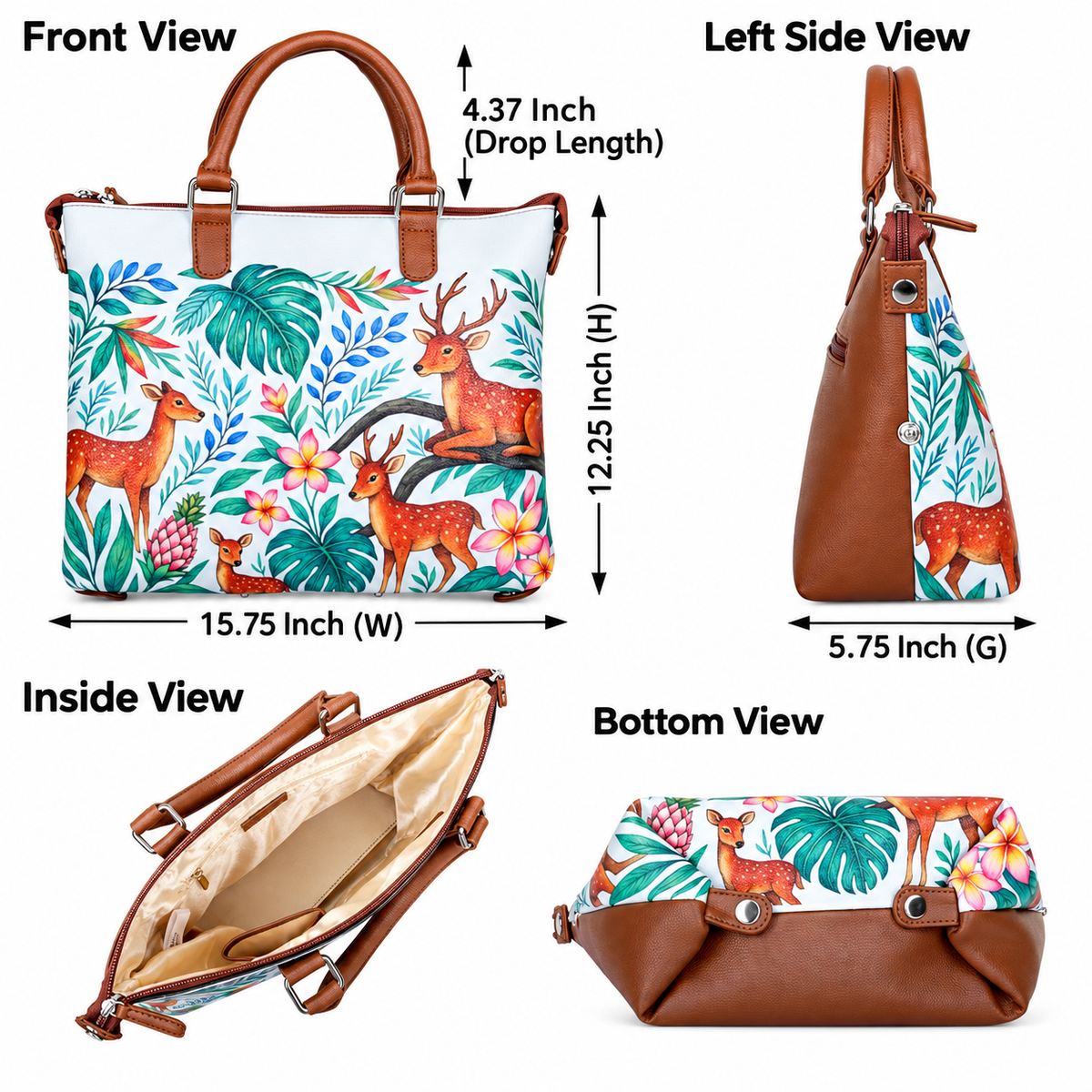 Women’s Vegan Leather 3-in-1 Printed Convertible Shoulder Bag – Stylish Top Handle Crossbody  & Handbag  Purse – Everyday Use
