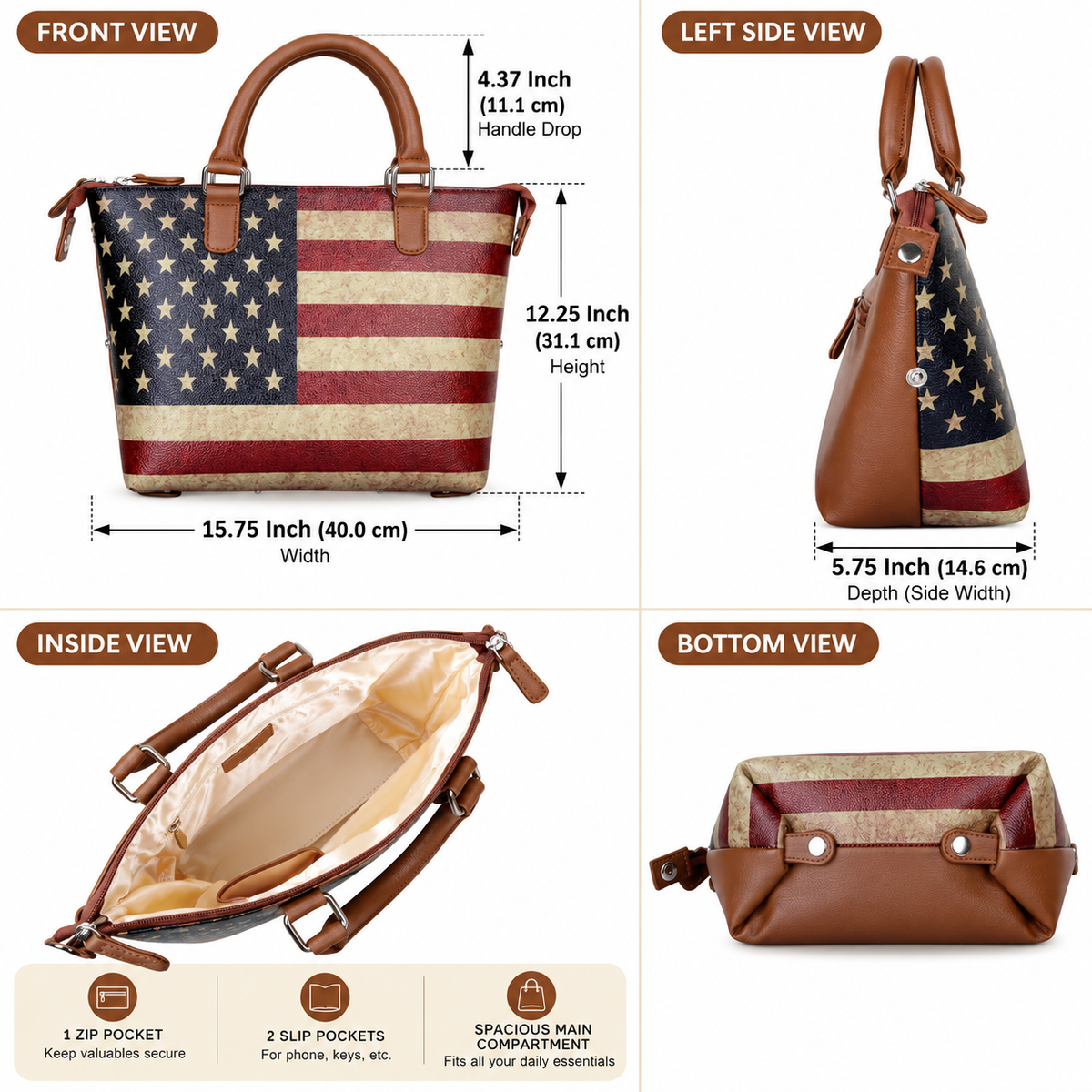 Women’s Vegan Leather 3-in-1 Printed Convertible Shoulder Bag – Stylish Top Handle Crossbody  & Handbag  Purse – Everyday Use