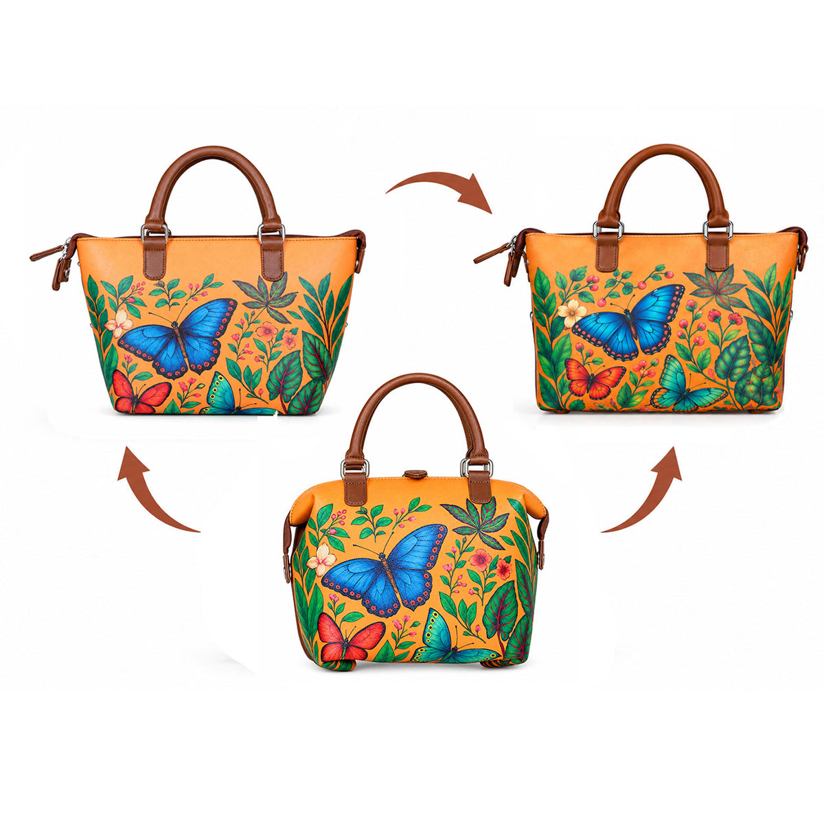 Women’s Vegan Leather 3-in-1 Printed Convertible Shoulder Bag – Stylish Top Handle Crossbody  & Handbag  Purse – Everyday Use