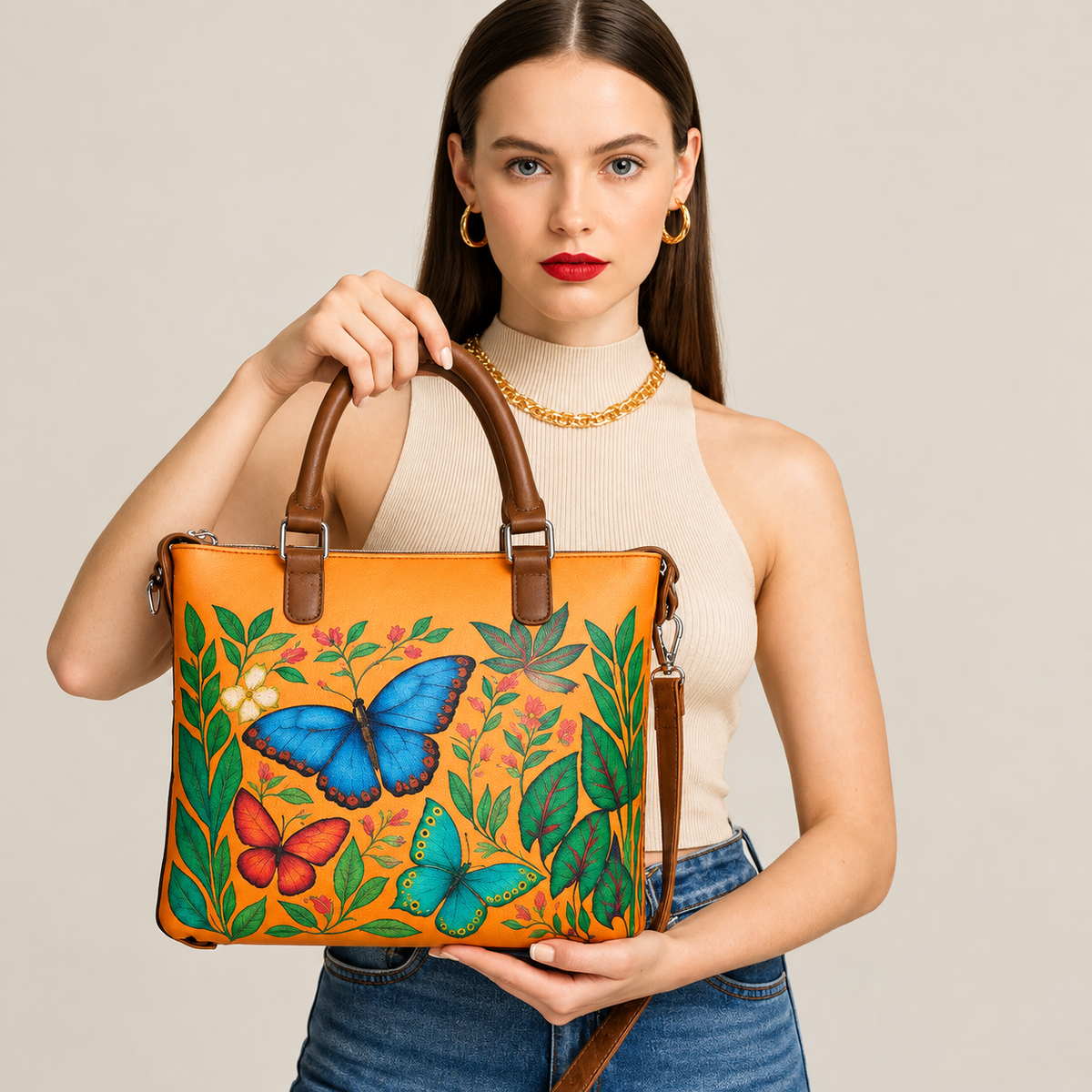 Women’s Vegan Leather 3-in-1 Printed Convertible Shoulder Bag – Stylish Top Handle Crossbody  & Handbag  Purse – Everyday Use