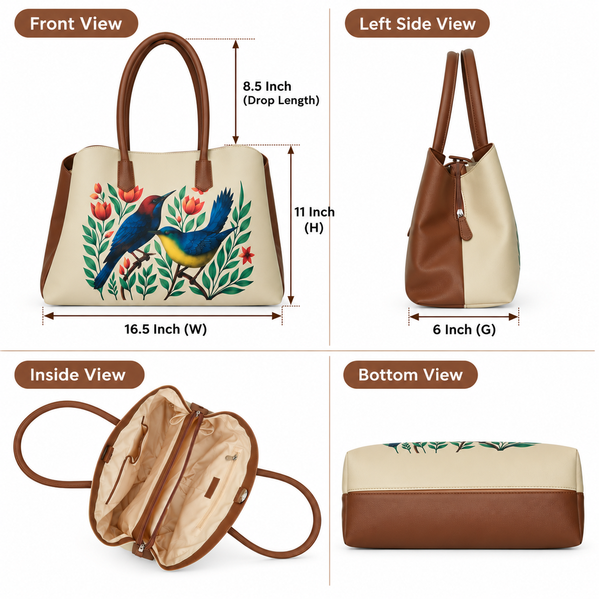 Vegan Leather Printed Carryall Tote for Women – Stylish Shoulder, Top Handle & Handbag for Ladies – Office, Work, Travel & Daily Use