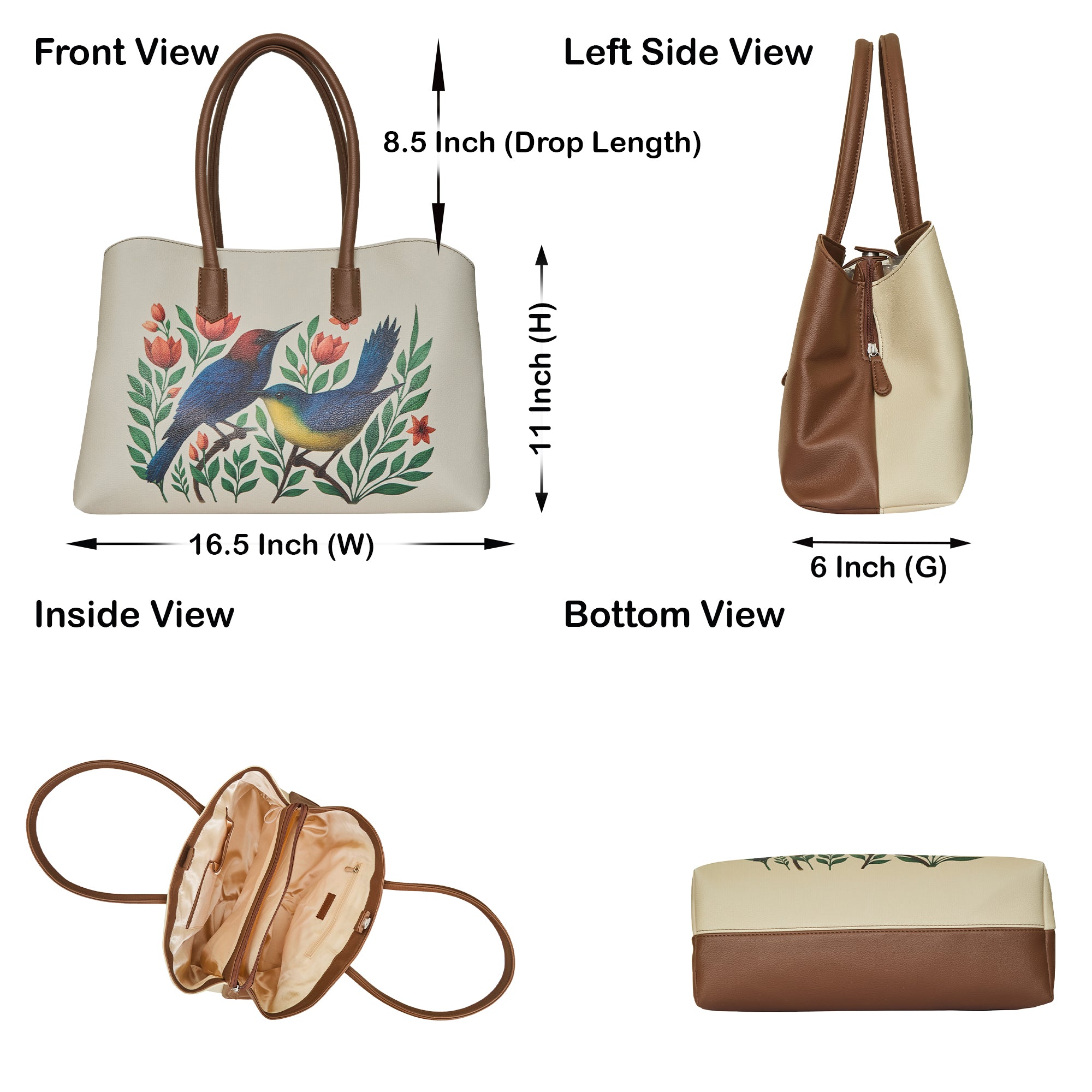 Genuine Leather Printed Carryall Tote for Women – Stylish Shoulder, Top Handle & Handbag for Ladies – Office, Work, Travel & Daily Use