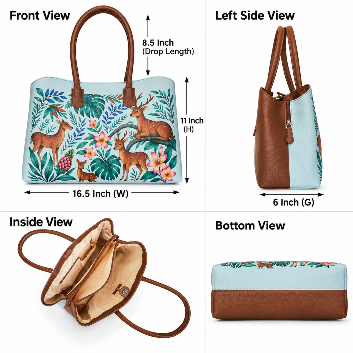 Vegan Leather Printed Carryall Tote for Women – Stylish Shoulder, Top Handle & Handbag for Ladies – Office, Work, Travel & Daily Use