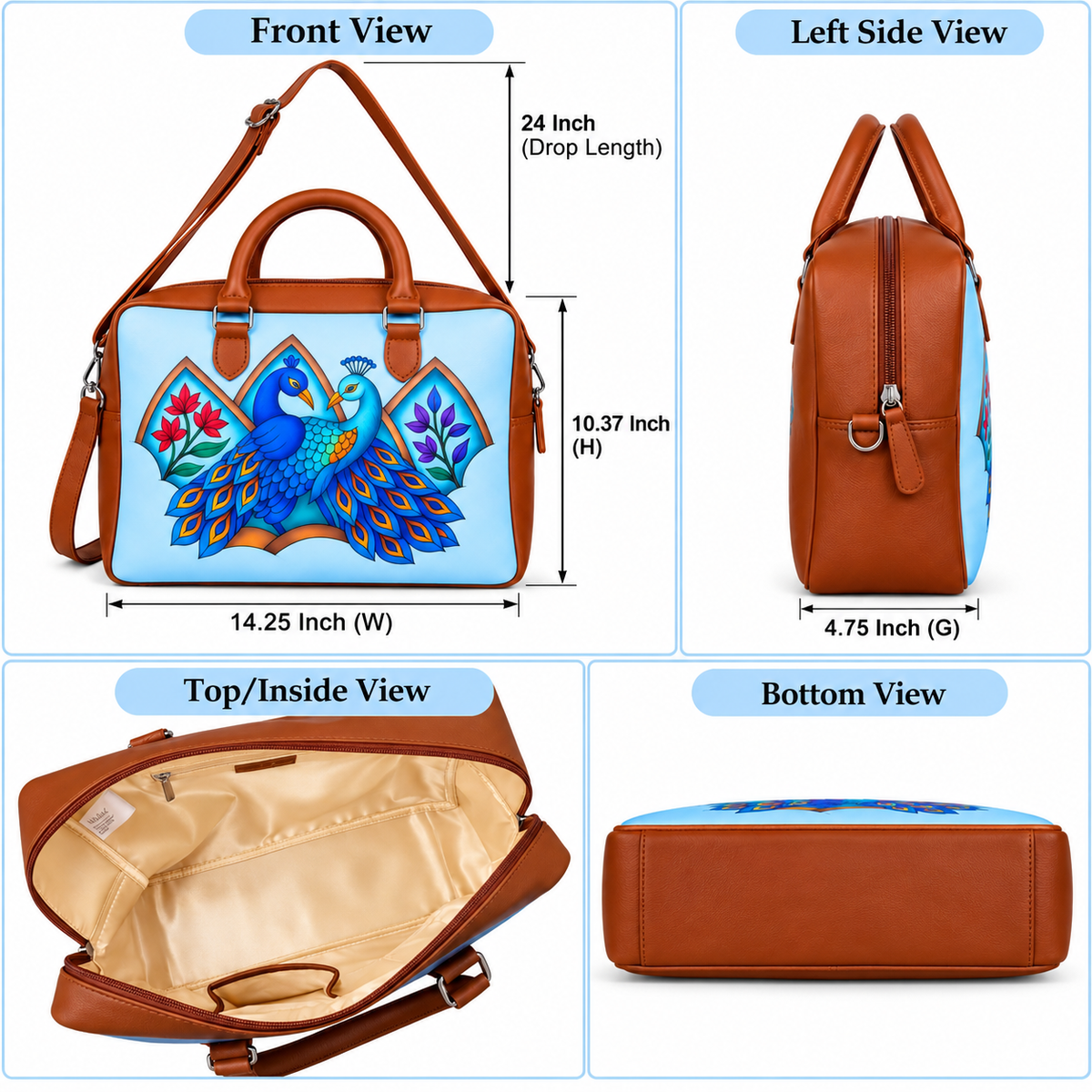 Leather Crossbody Bag for Women with Top Handle – Versatile Printed Vegan Shoulder, Tote & Business Handbag – Work, Travel & Daily Use