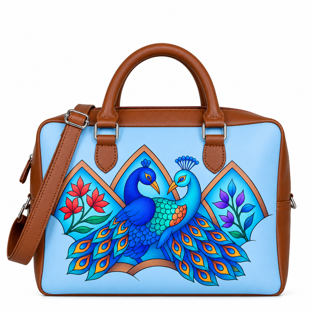 Leather Crossbody Bag for Women with Top Handle – Versatile Printed Vegan Shoulder, Tote & Business Handbag – Work, Travel & Daily Use