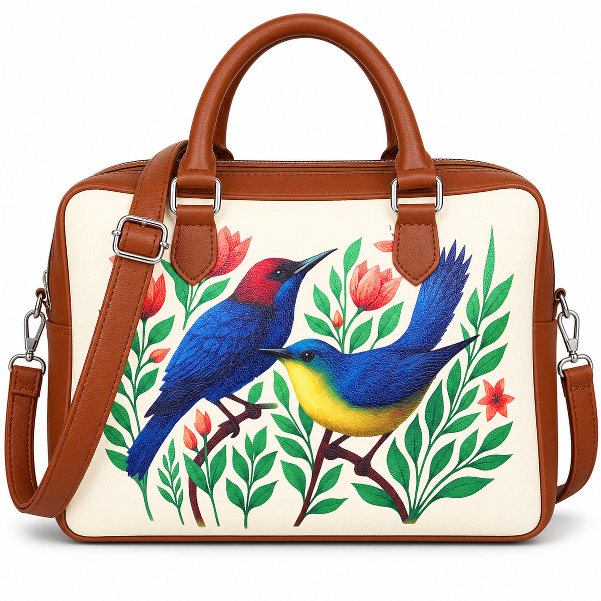 Leather Crossbody Bag for Women with Top Handle – Versatile Printed Vegan Shoulder, Tote & Business Handbag – Work, Travel & Daily Use