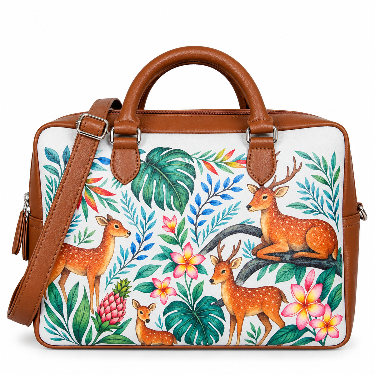Leather Crossbody Bag for Women with Top Handle – Versatile Printed Vegan Shoulder, Tote & Business Handbag – Work, Travel & Daily Use