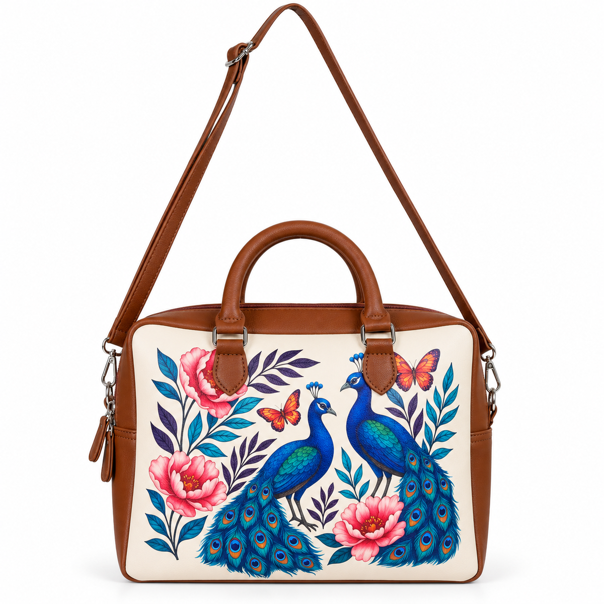 Leather Crossbody Bag for Women with Top Handle – Versatile Printed Vegan Shoulder, Tote & Business Handbag – Work, Travel & Daily Use