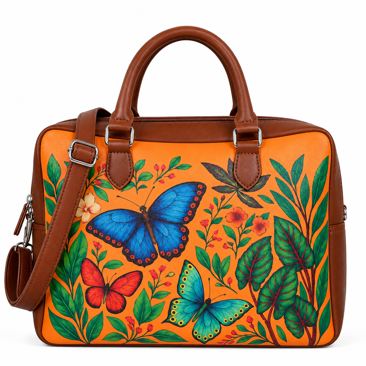Leather Crossbody Bag for Women with Top Handle – Versatile Printed Vegan Shoulder, Tote & Business Handbag – Work, Travel & Daily Use
