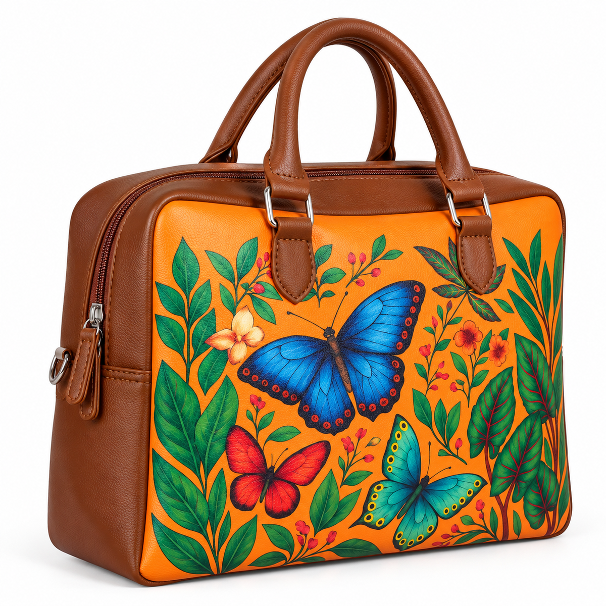 Leather Crossbody Bag for Women with Top Handle – Versatile Printed Vegan Shoulder, Tote & Business Handbag – Work, Travel & Daily Use