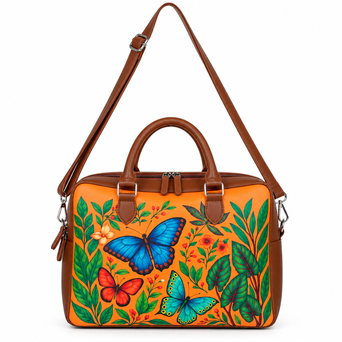 Leather Crossbody Bag for Women with Top Handle – Versatile Printed Vegan Shoulder, Tote & Business Handbag – Work, Travel & Daily Use