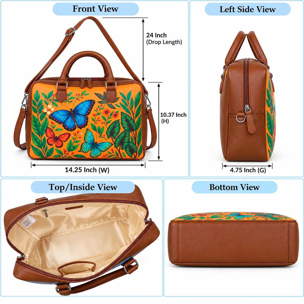 Leather Crossbody Bag for Women with Top Handle – Versatile Printed Vegan Shoulder, Tote & Business Handbag – Work, Travel & Daily Use