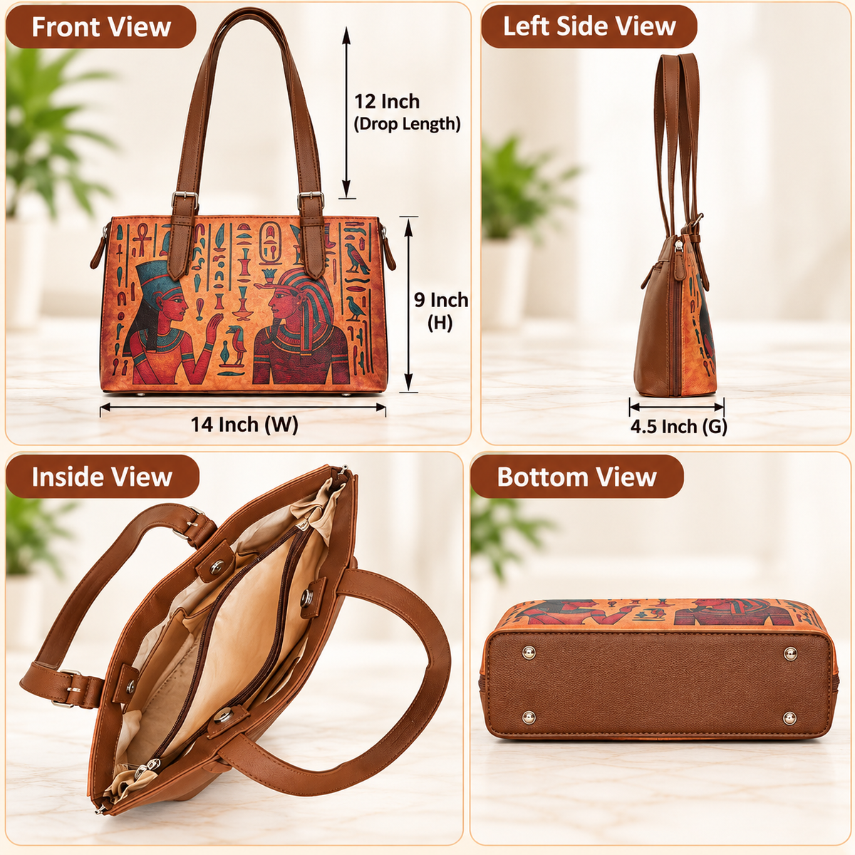 Tote Bag for Ladies'–  Women's Printed Vegan Leather Shoulder, Handbag & Top Handle Purse – Travel, Work & Daily Use