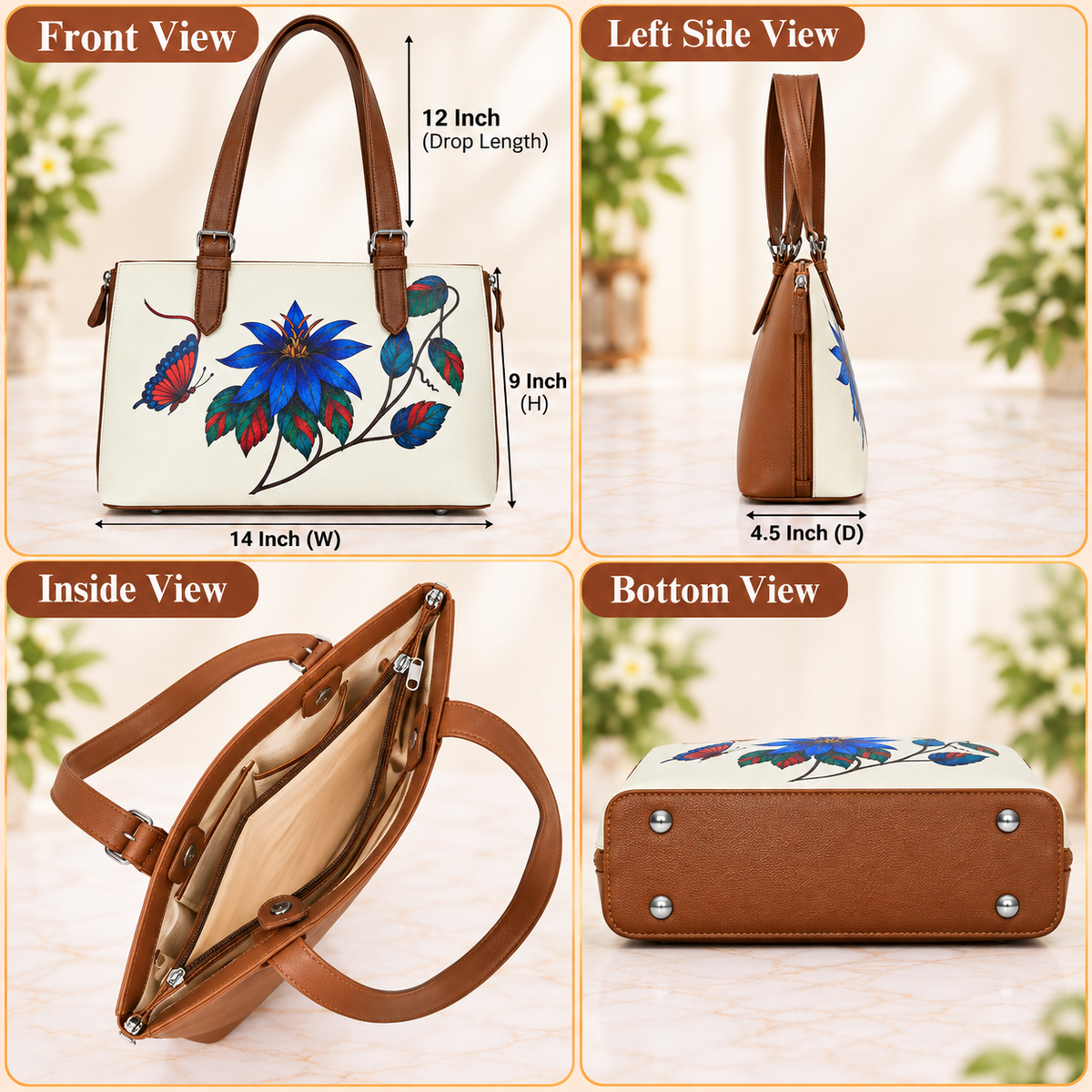 Tote Bag for Ladies'–  Women's Printed Vegan Leather Shoulder, Handbag & Top Handle Purse – Travel, Work & Daily Use