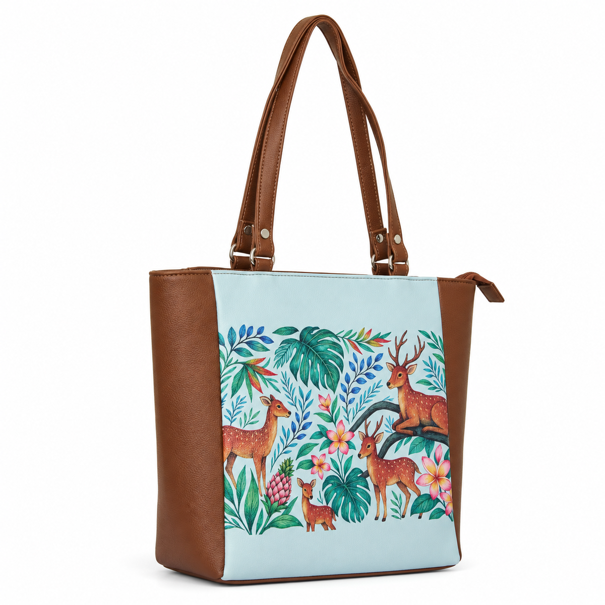 Vegan Leather Ladies' Shoulder Tote Bag– Printed Top Handle Handbag for Women – Work, Travel & Daily Use