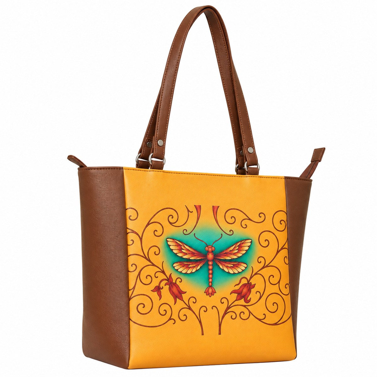 Vegan  Leather Ladies' Shoulder Tote Bag– Printed Top Handle Handbag for Women – Work, Travel & Daily Use