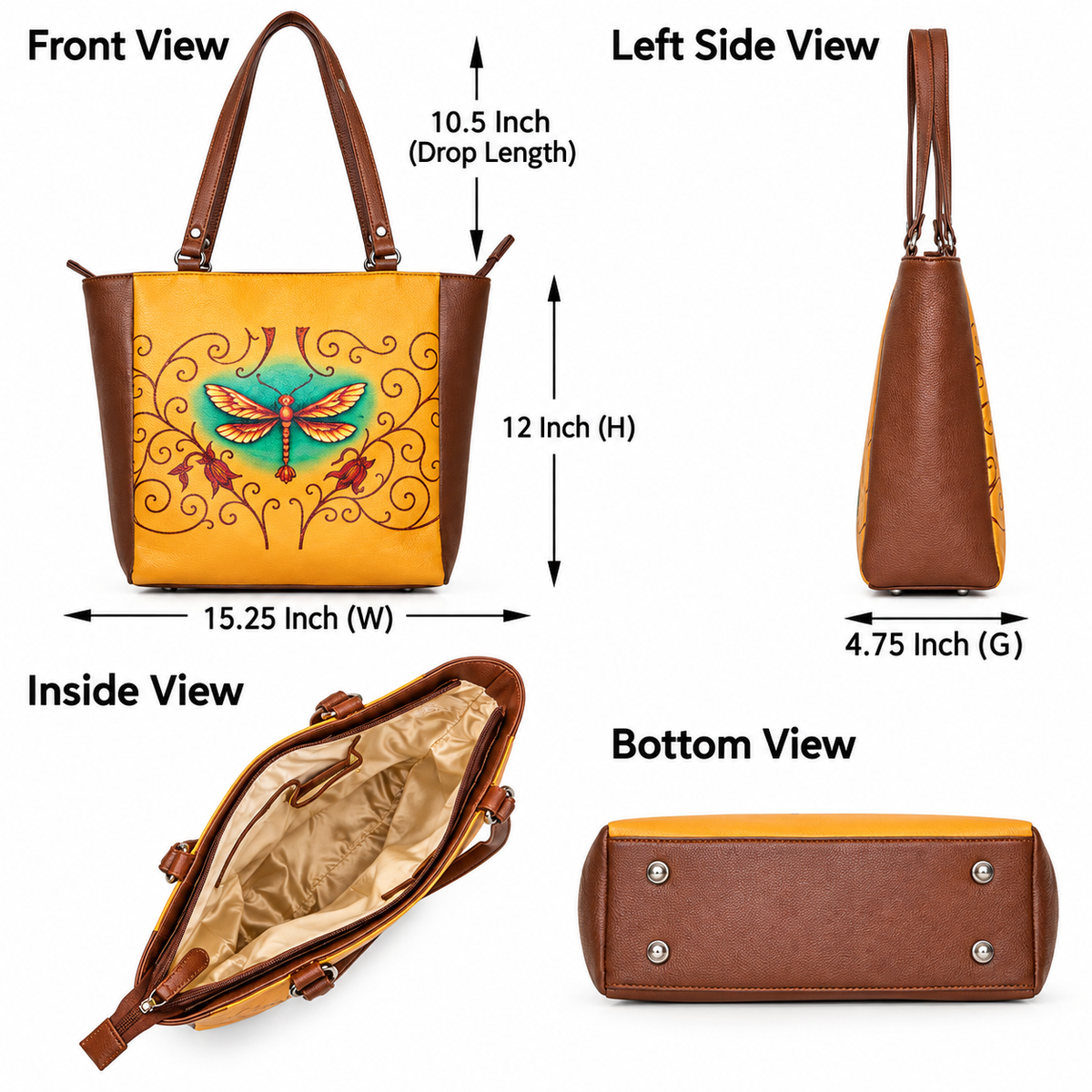 Vegan  Leather Ladies' Shoulder Tote Bag– Printed Top Handle Handbag for Women – Work, Travel & Daily Use