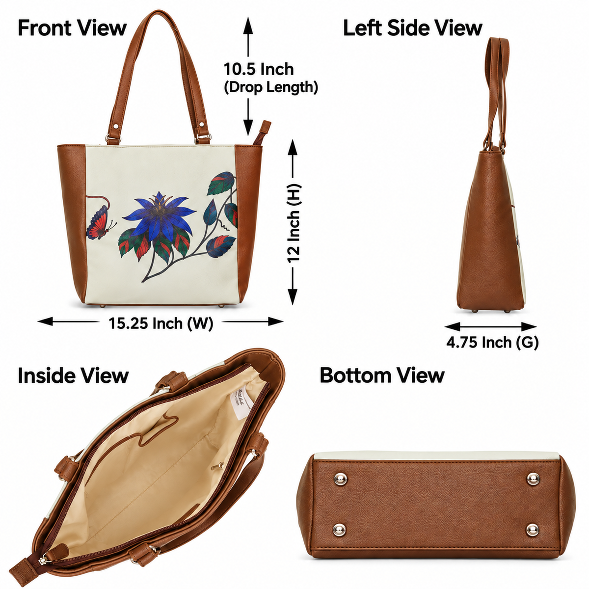 Vegan Leather Ladies' Shoulder Tote Bag– Printed Top Handle Handbag for Women – Work, Travel & Daily Use