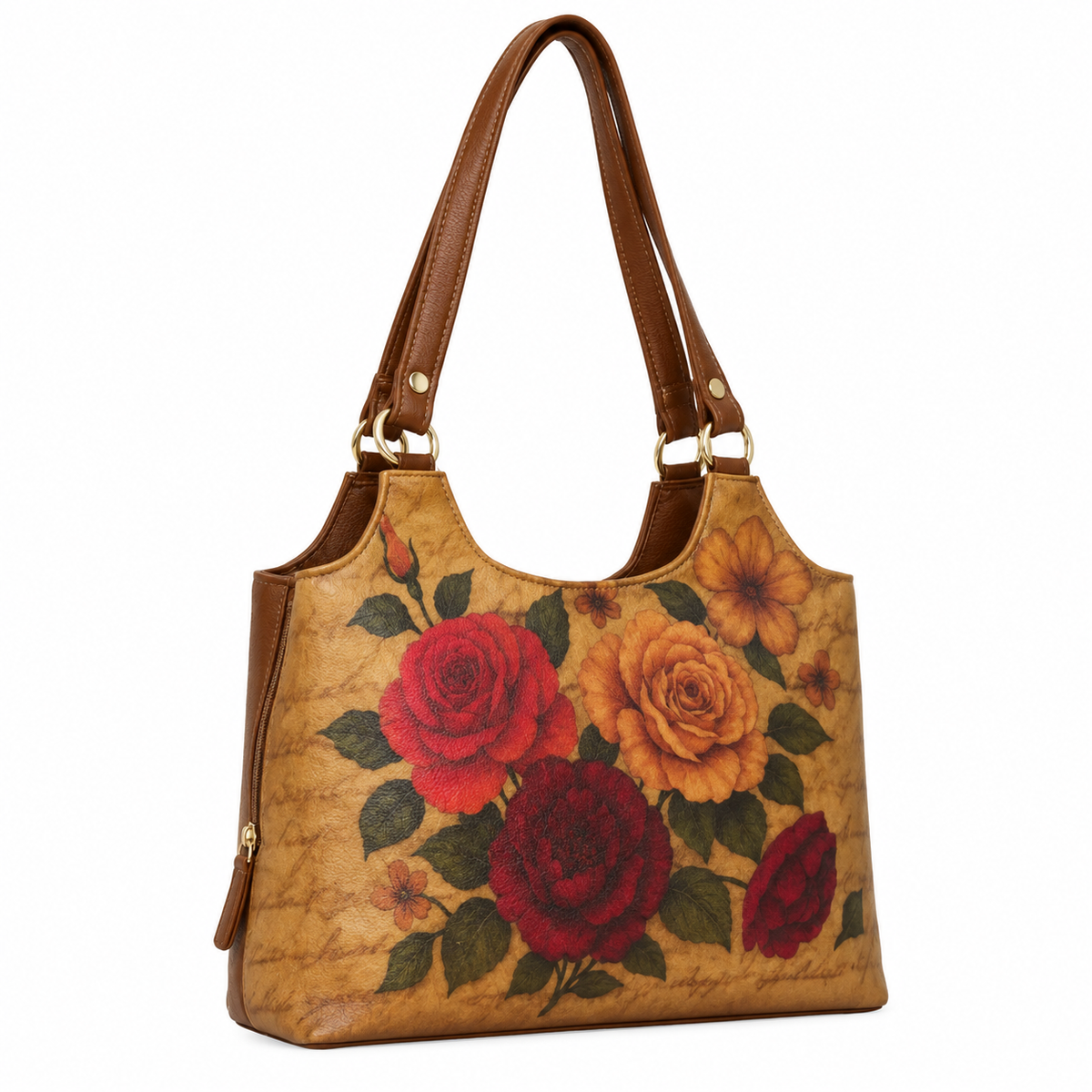 Printed Vegan Leather Shoulder Tote Bag for Women – Stylish Top Handle Handbag Purse– Travel, Office & Daily Use
