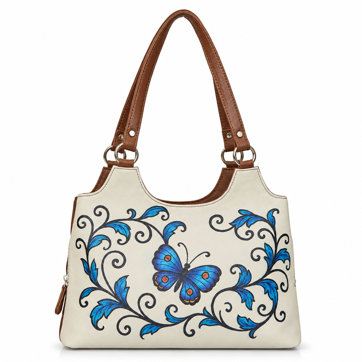 Printed Vegan Leather Shoulder Tote Bag for Women – Stylish Top Handle Handbag Purse– Travel, Office & Daily Use