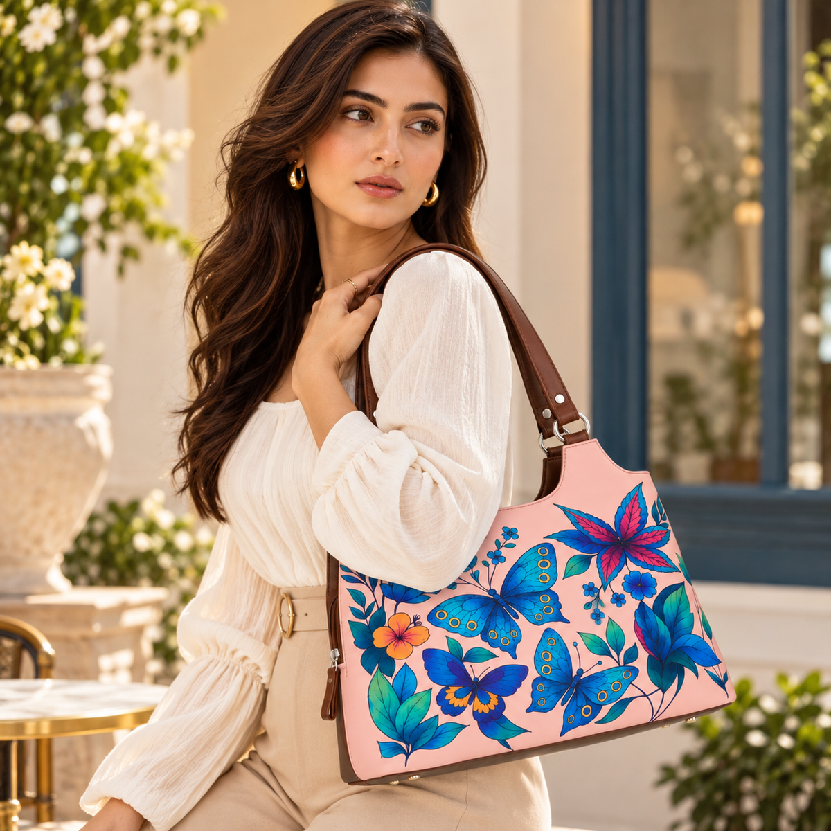 Printed Vegan Leather Shoulder Tote Bag for Women – Stylish Top Handle Handbag Purse– Travel, Office & Daily Use