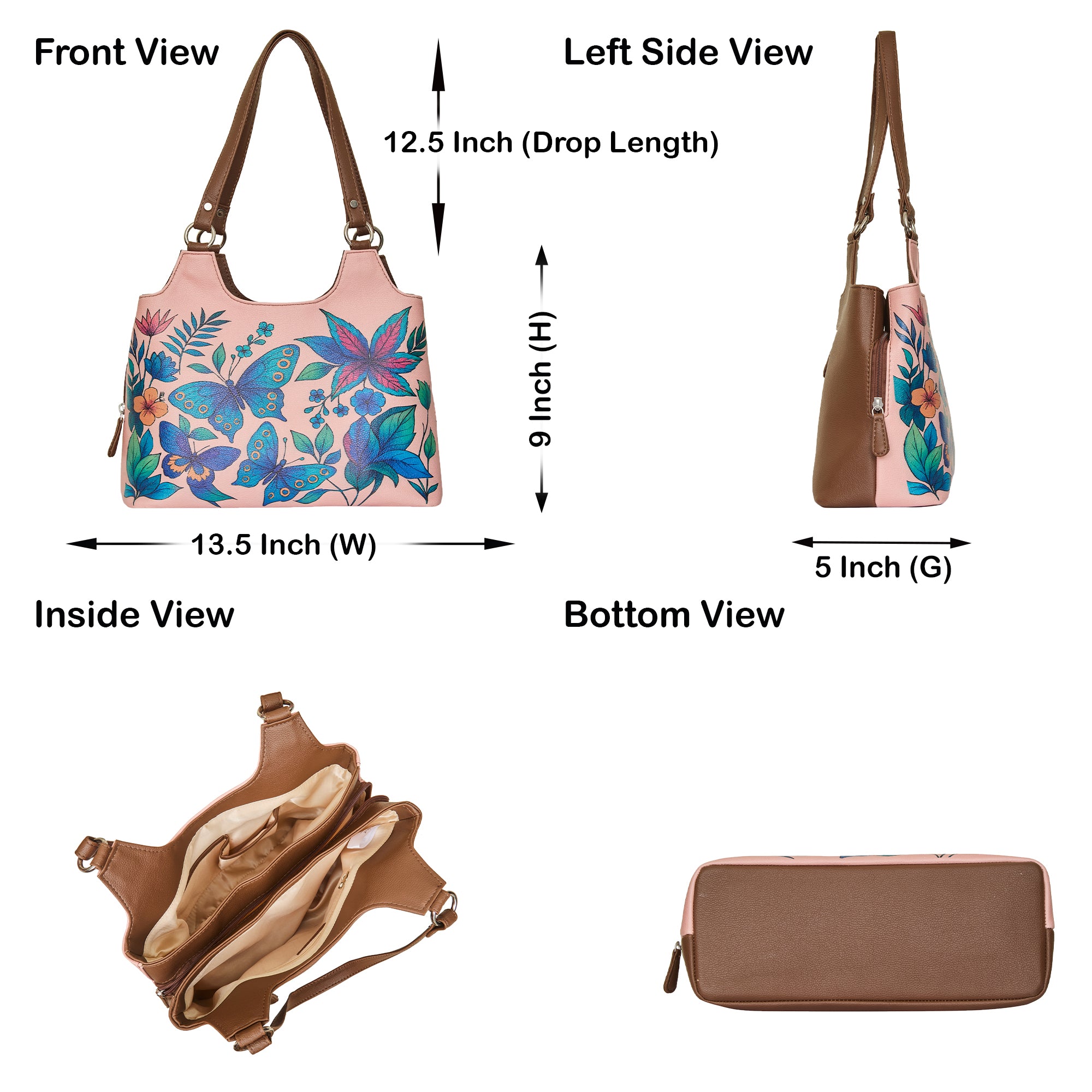 Printed Genuine Leather Shoulder Tote Bag for Women – Stylish Top Handle Handbag Purse– Travel, Office & Daily Use