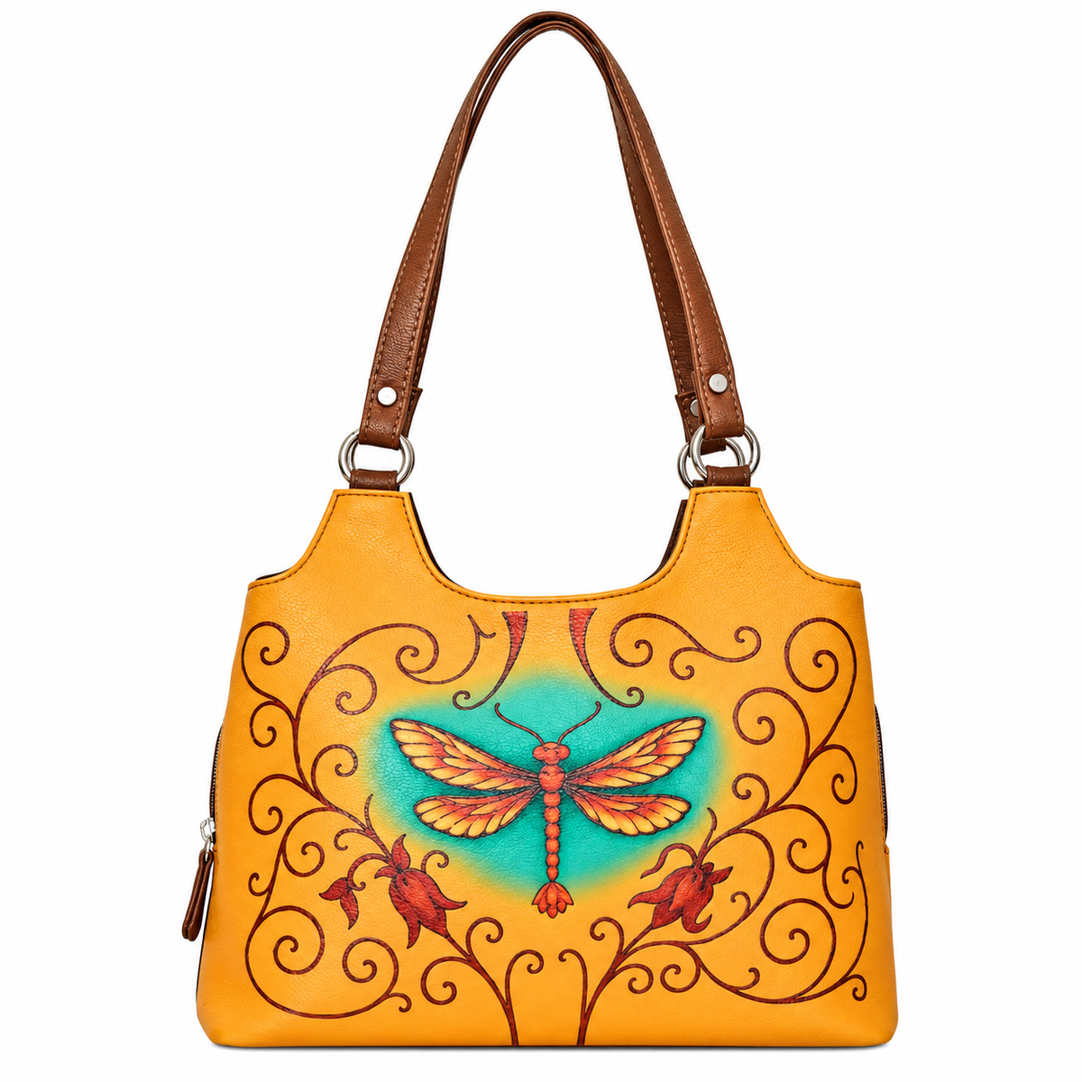 Printed Vegan Leather Shoulder Tote Bag for Women – Stylish Top Handle Handbag Purse– Travel, Office & Daily Use