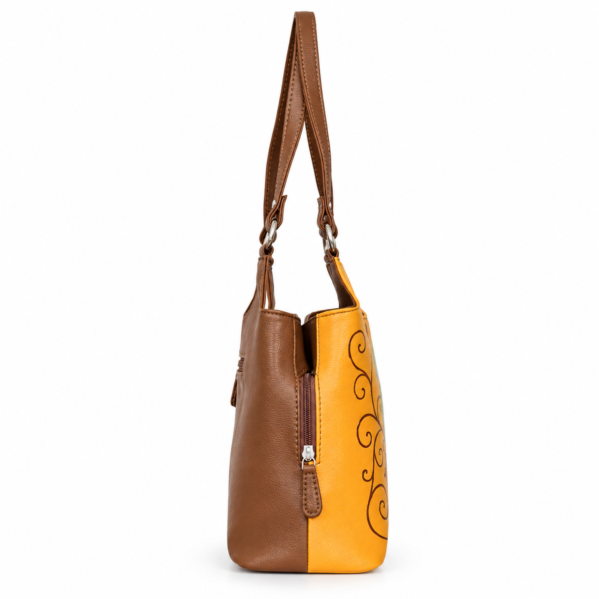 Printed Vegan Leather Shoulder Tote Bag for Women – Stylish Top Handle Handbag Purse– Travel, Office & Daily Use