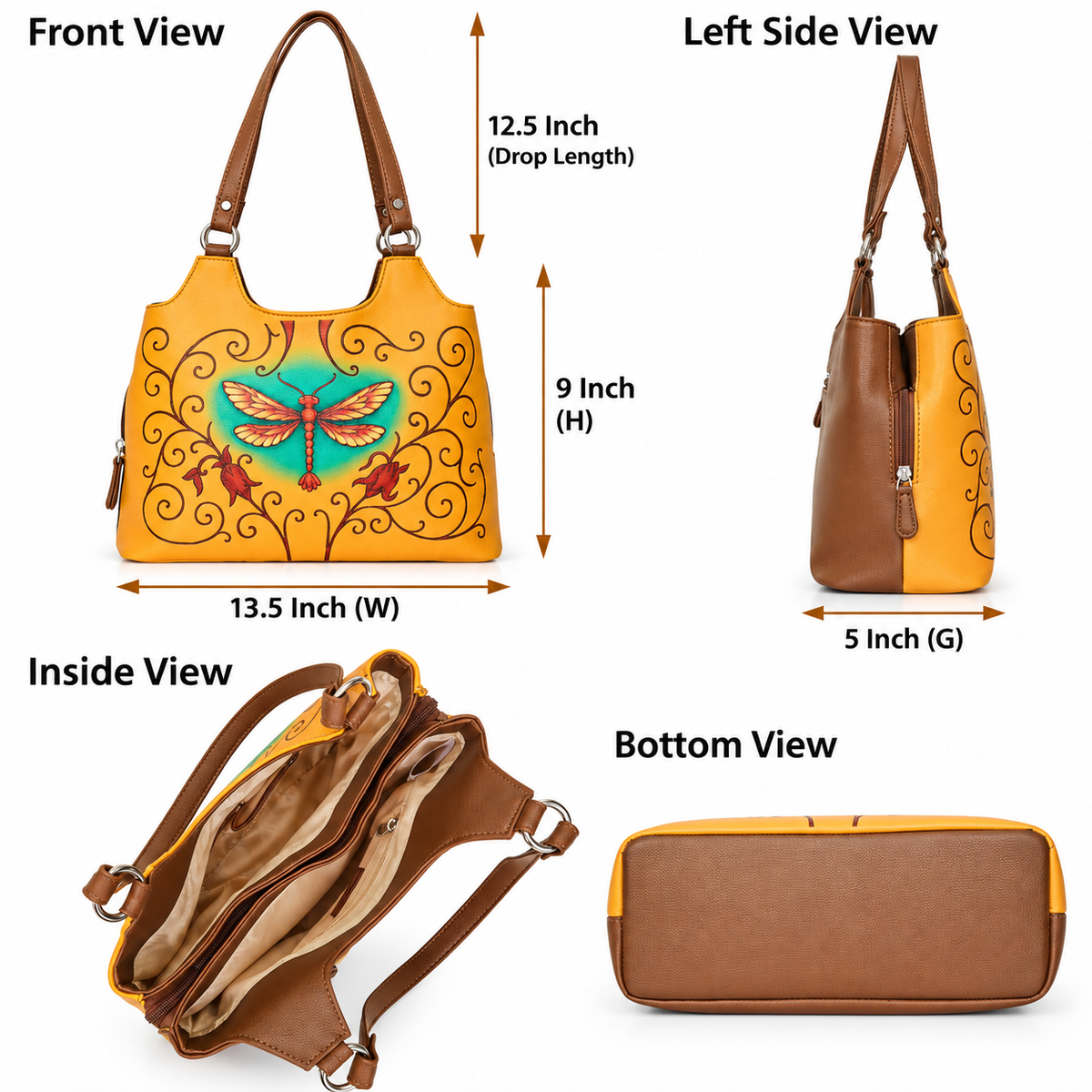 Printed Vegan Leather Shoulder Tote Bag for Women – Stylish Top Handle Handbag Purse– Travel, Office & Daily Use