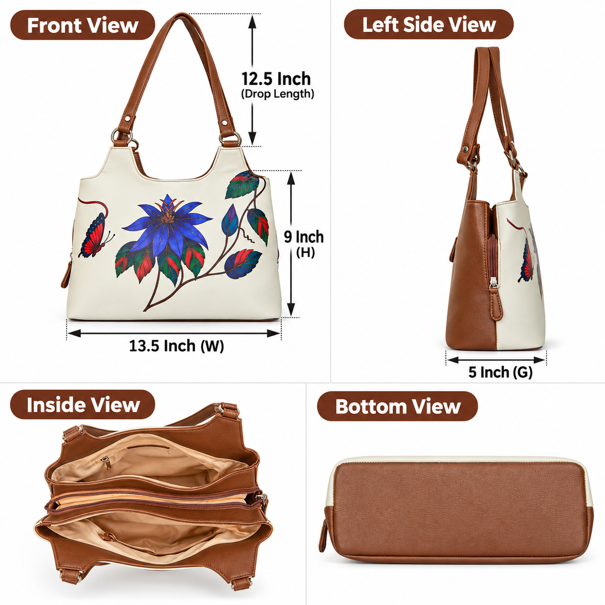 Printed Vegan Leather Shoulder Tote Bag for Women – Stylish Top Handle Handbag Purse– Travel, Office & Daily Use