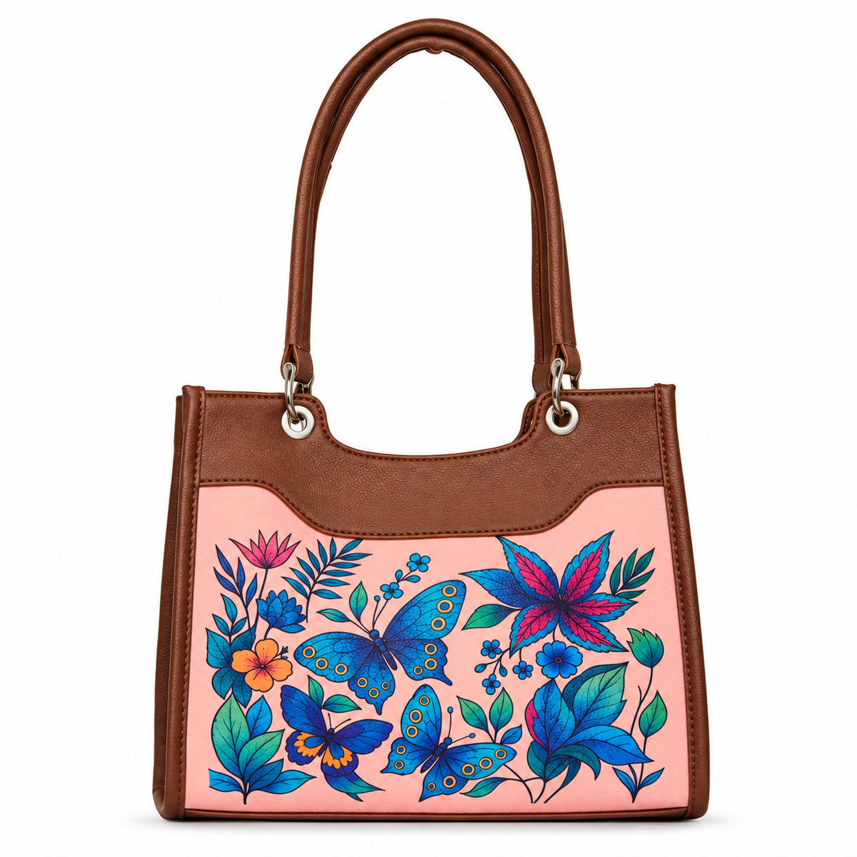 Women’s Printed Vegan Leather Satchel Handbag – Vegan Shoulder & Top Handle Bag – Office, Work, Travel & Daily Use