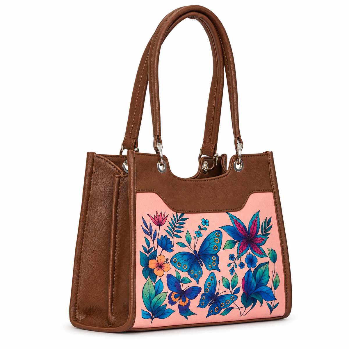 Women’s Printed Vegan Leather Satchel Handbag – Vegan Shoulder & Top Handle Bag – Office, Work, Travel & Daily Use