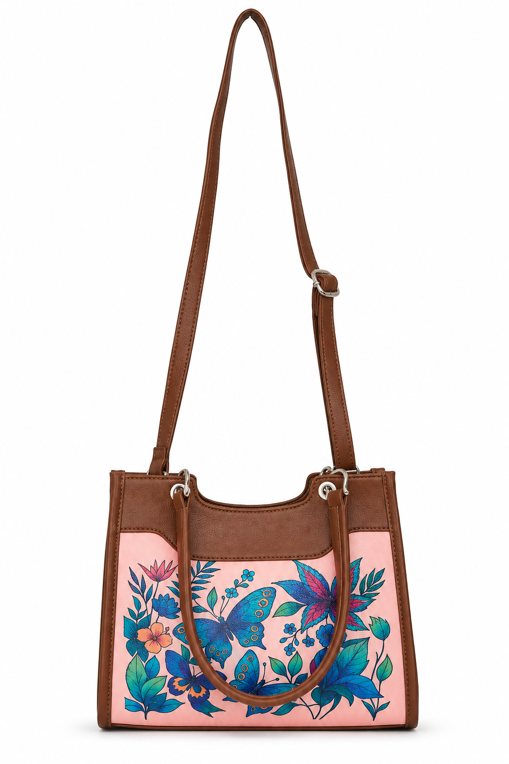 Women’s Printed Vegan Leather Satchel Handbag – Vegan Shoulder & Top Handle Bag – Office, Work, Travel & Daily Use