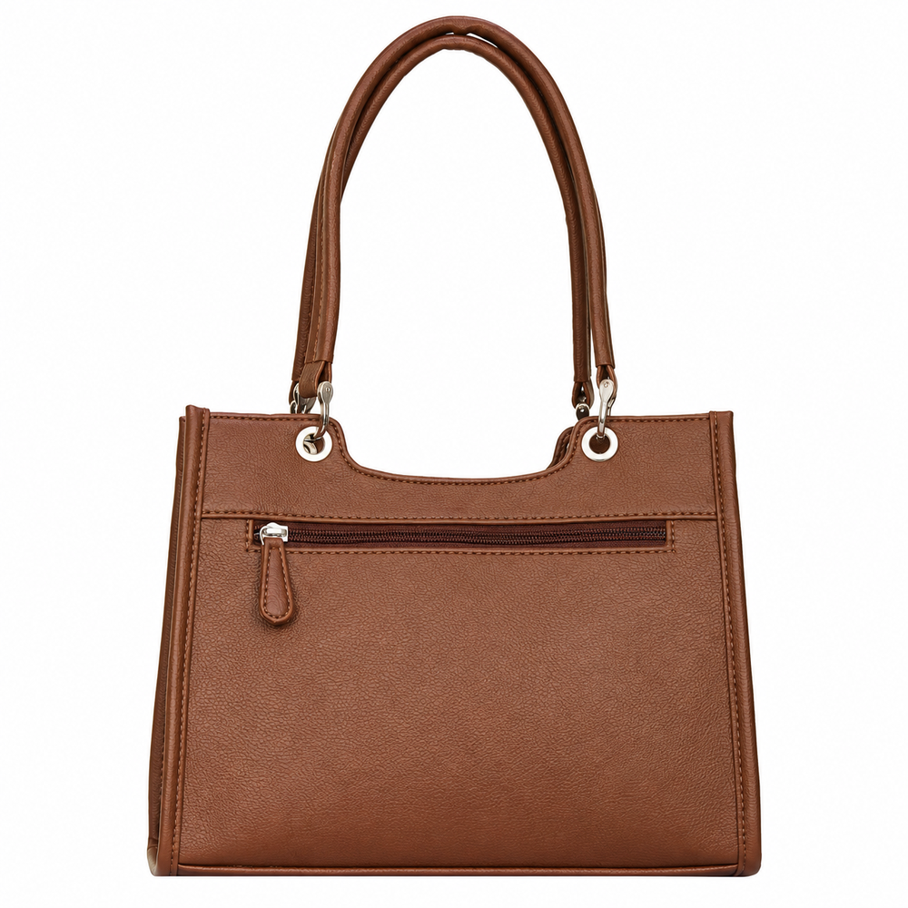 Women’s Printed Vegan Leather Satchel Handbag – Vegan Shoulder & Top Handle Bag – Office, Work, Travel & Daily Use