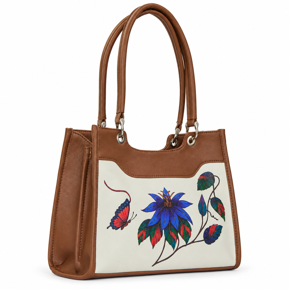 Women’s Printed Vegan Leather Satchel Handbag – Vegan Shoulder & Top Handle Bag – Office, Work, Travel & Daily Use
