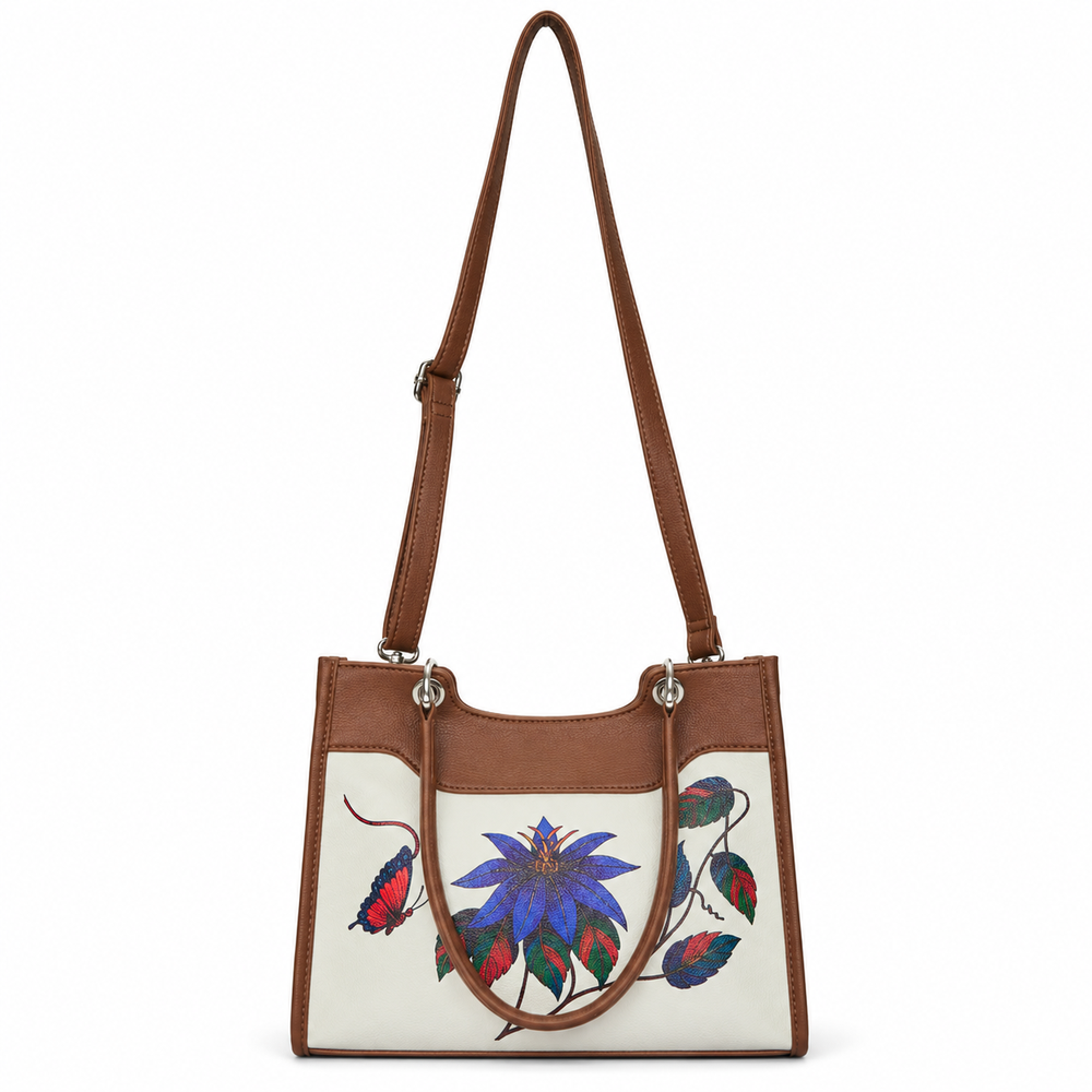 Women’s Printed Vegan Leather Satchel Handbag – Vegan Shoulder & Top Handle Bag – Office, Work, Travel & Daily Use