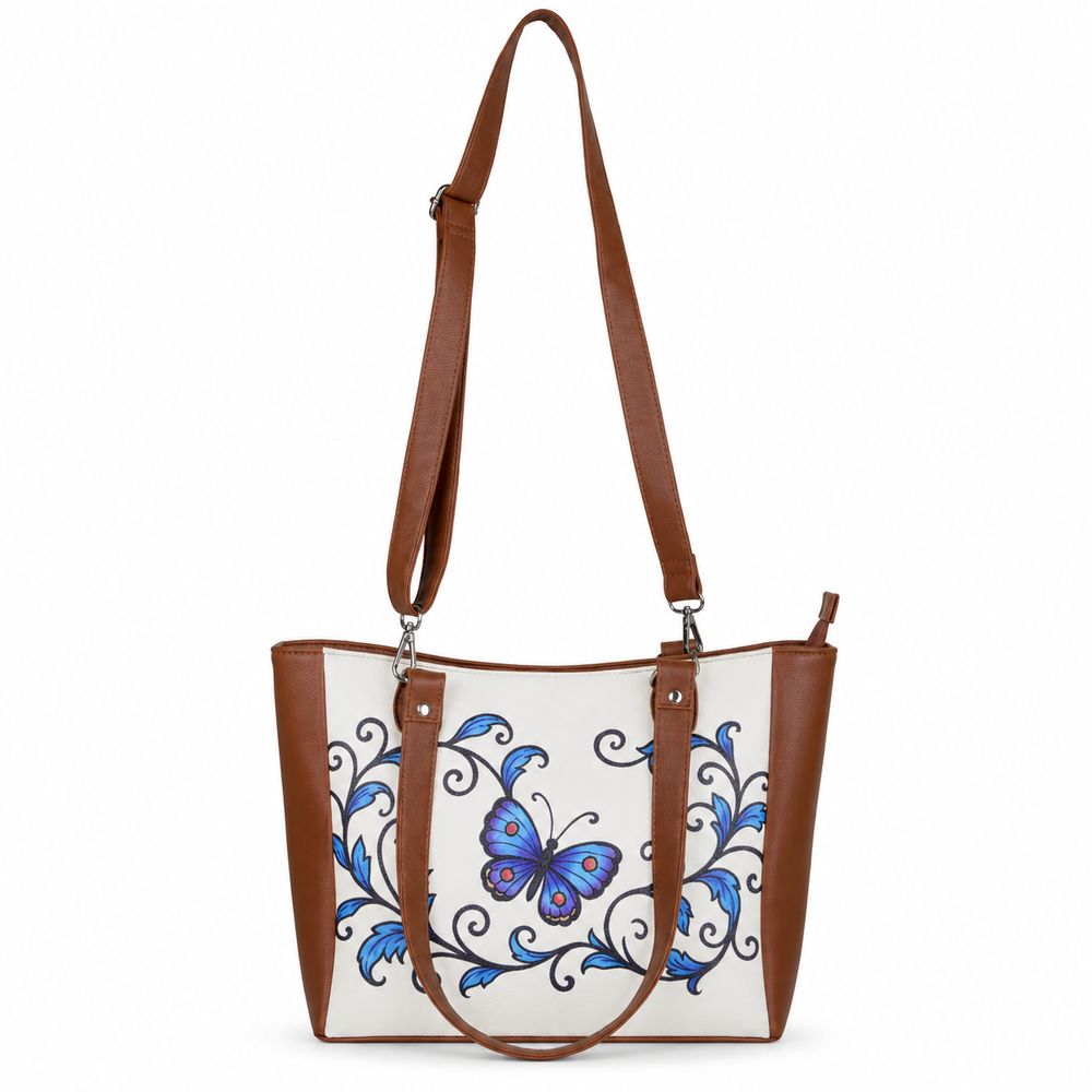 Ladies’ Printed Vegan Leather Shoulder Tote Bag– Handbag, Top Handle Purse for Women – Ideal for Office, Travel & Everyday Use