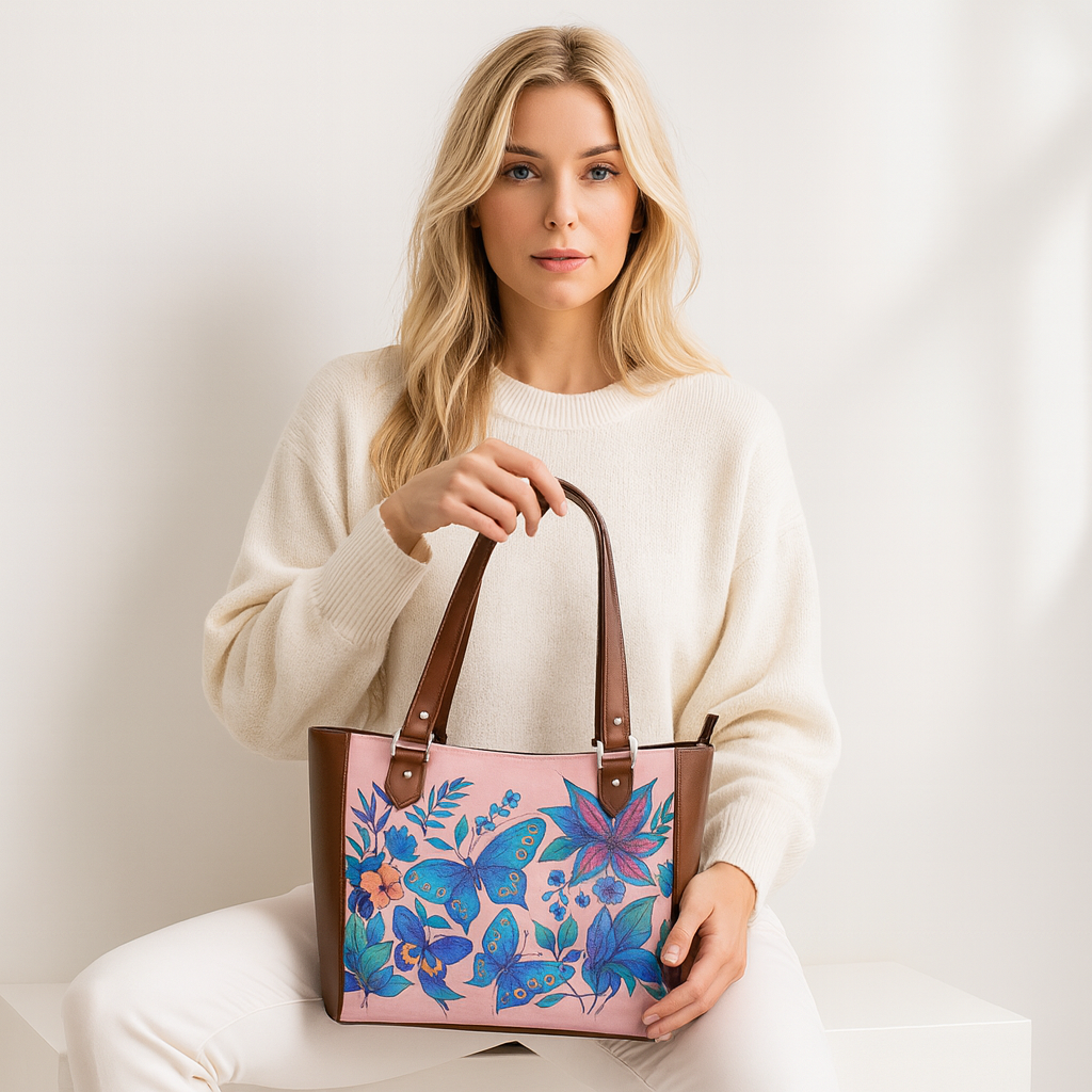 Ladies’ Printed Leather Shoulder Tote Bag– Handbag, Sling & Top Handle Purse – Ideal for Office, Travel & Everyday Use