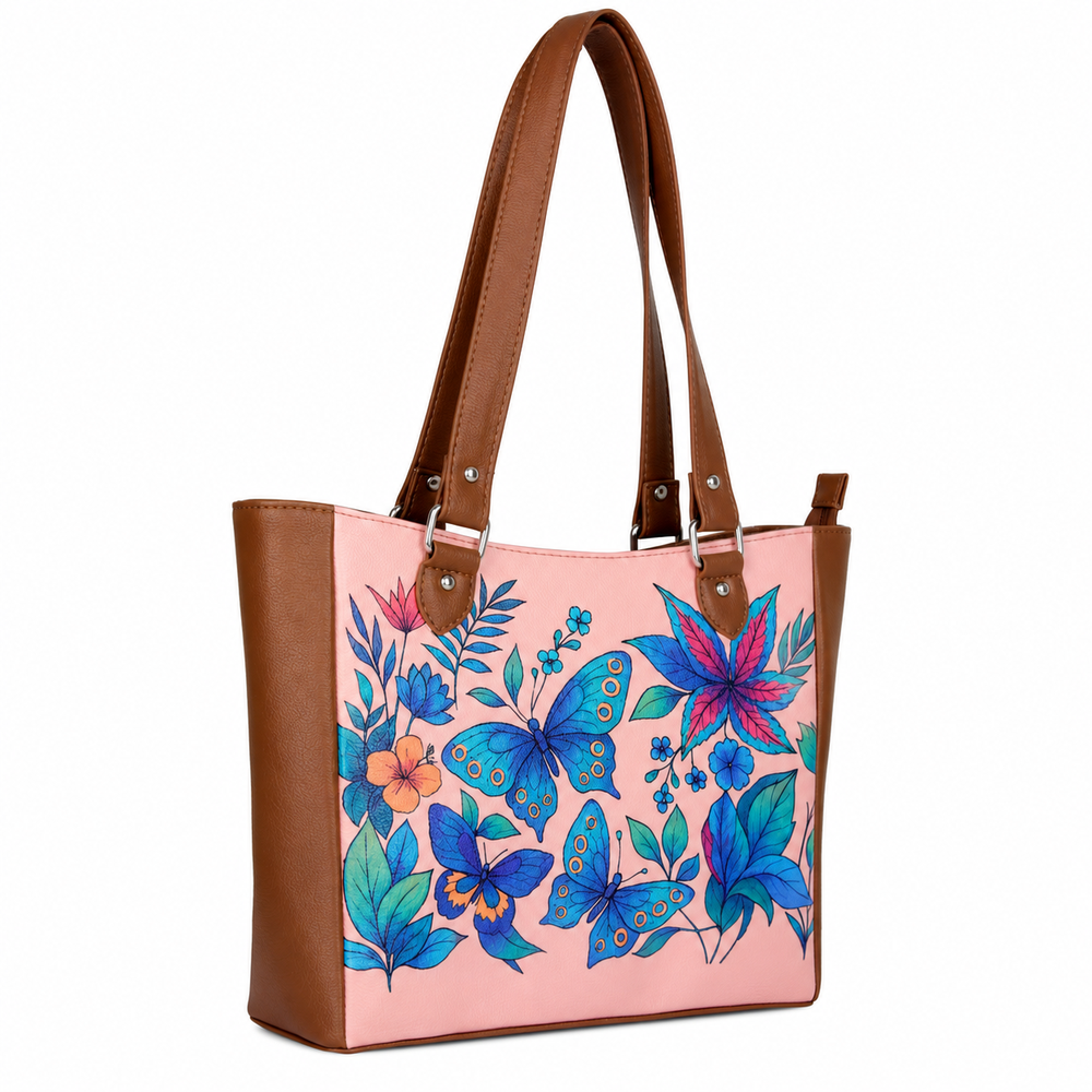 Ladies’ Printed Vegan Leather Shoulder Tote Bag– Handbag, Top Handle Purse for Women – Ideal for Office, Travel & Everyday Use