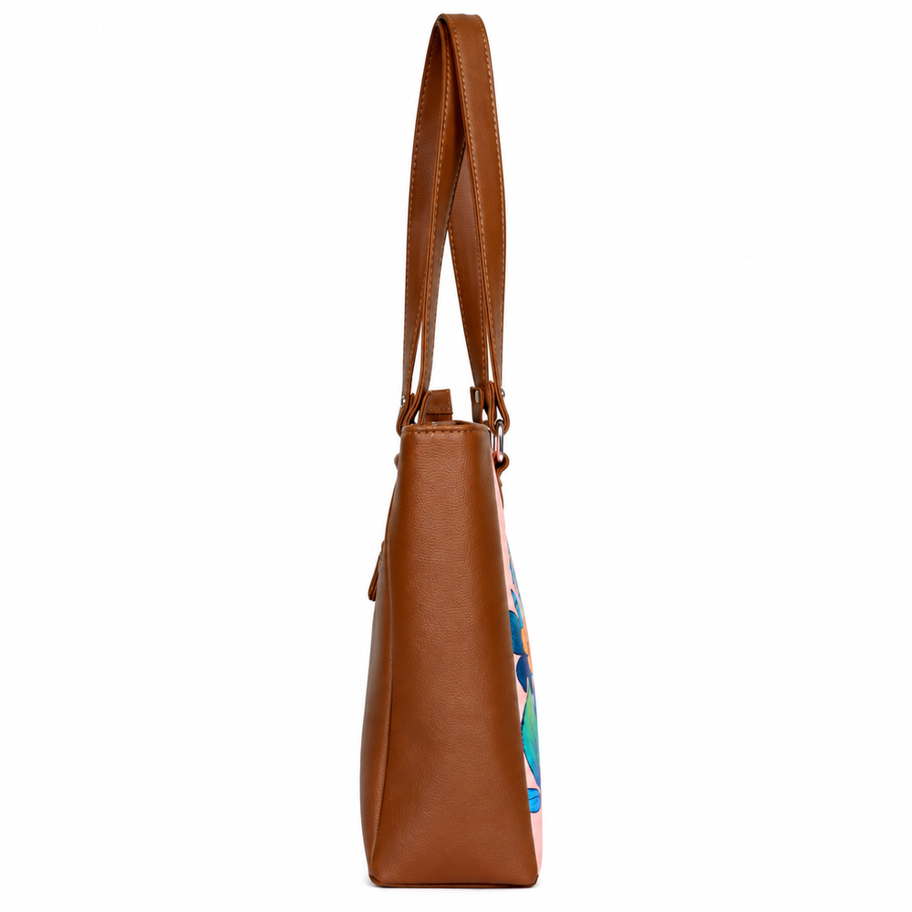 Ladies’ Printed Vegan Leather Shoulder Tote Bag– Handbag, Top Handle Purse for Women – Ideal for Office, Travel & Everyday Use
