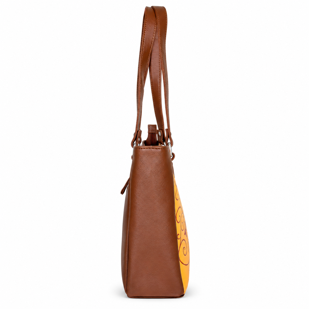 Ladies’ Printed Vegan Leather Shoulder Tote Bag– Handbag, Top Handle Purse for Women – Ideal for Office, Travel & Everyday Use