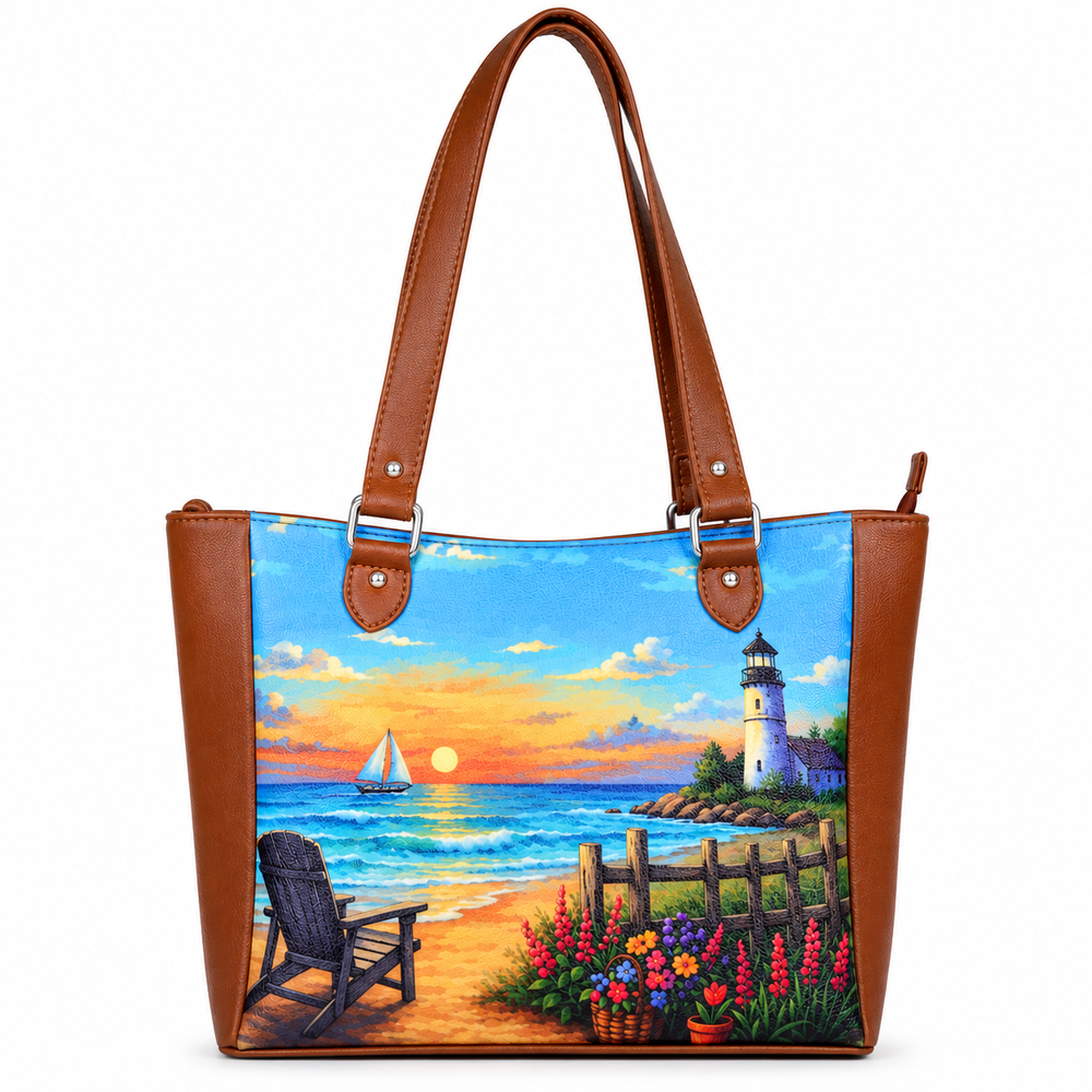 Ladies’ Printed Vegan Leather Shoulder Tote Bag– Handbag, Top Handle Purse for Women – Ideal for Office, Travel & Everyday Use