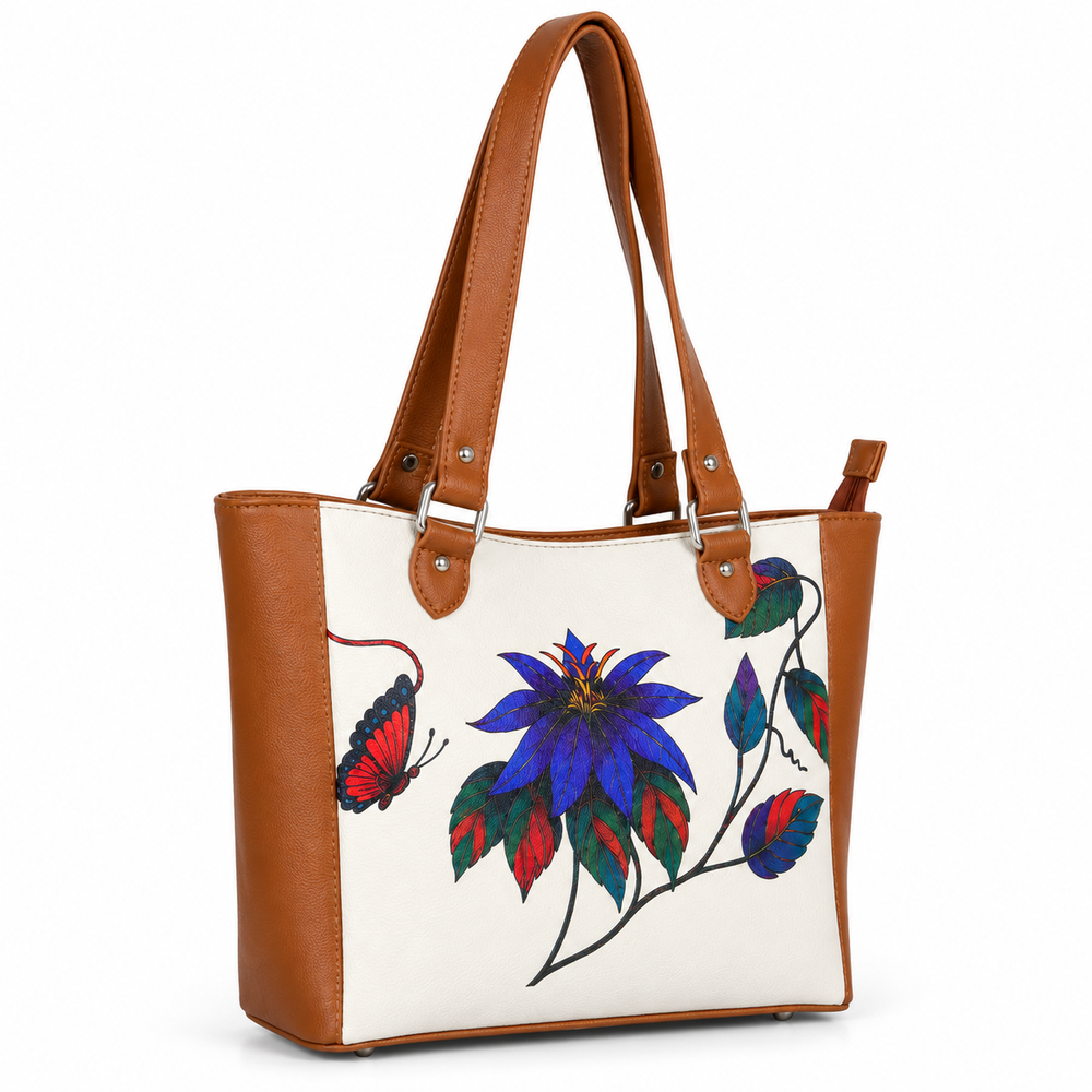 Ladies’ Printed Vegan Leather Shoulder Tote Bag– Handbag, Top Handle Purse for Women – Ideal for Office, Travel & Everyday Use
