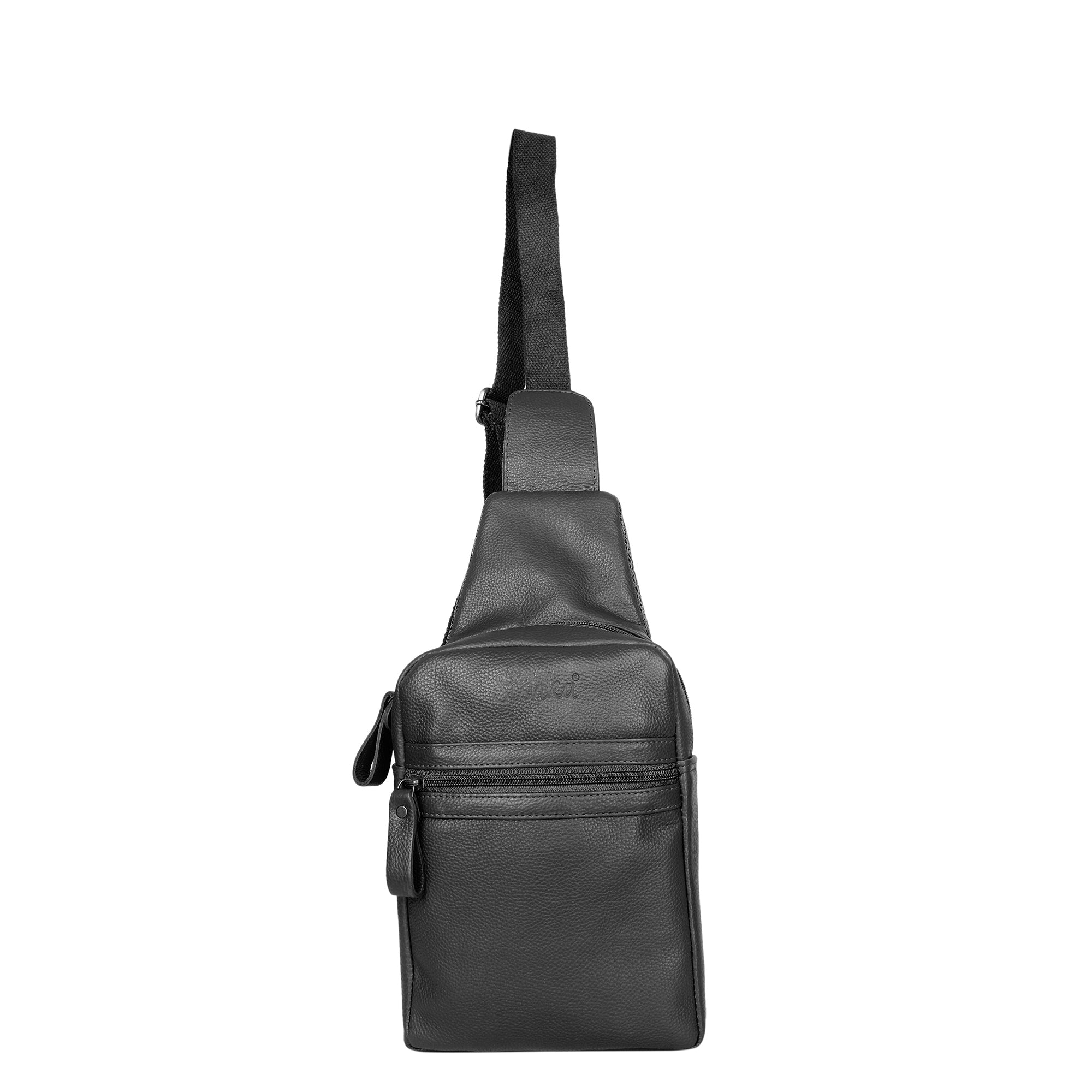 Premium Leather  Fanny Sling Bag For Women Men Chest Pack Crossbody Shoulder Belt Bags Travel-Black