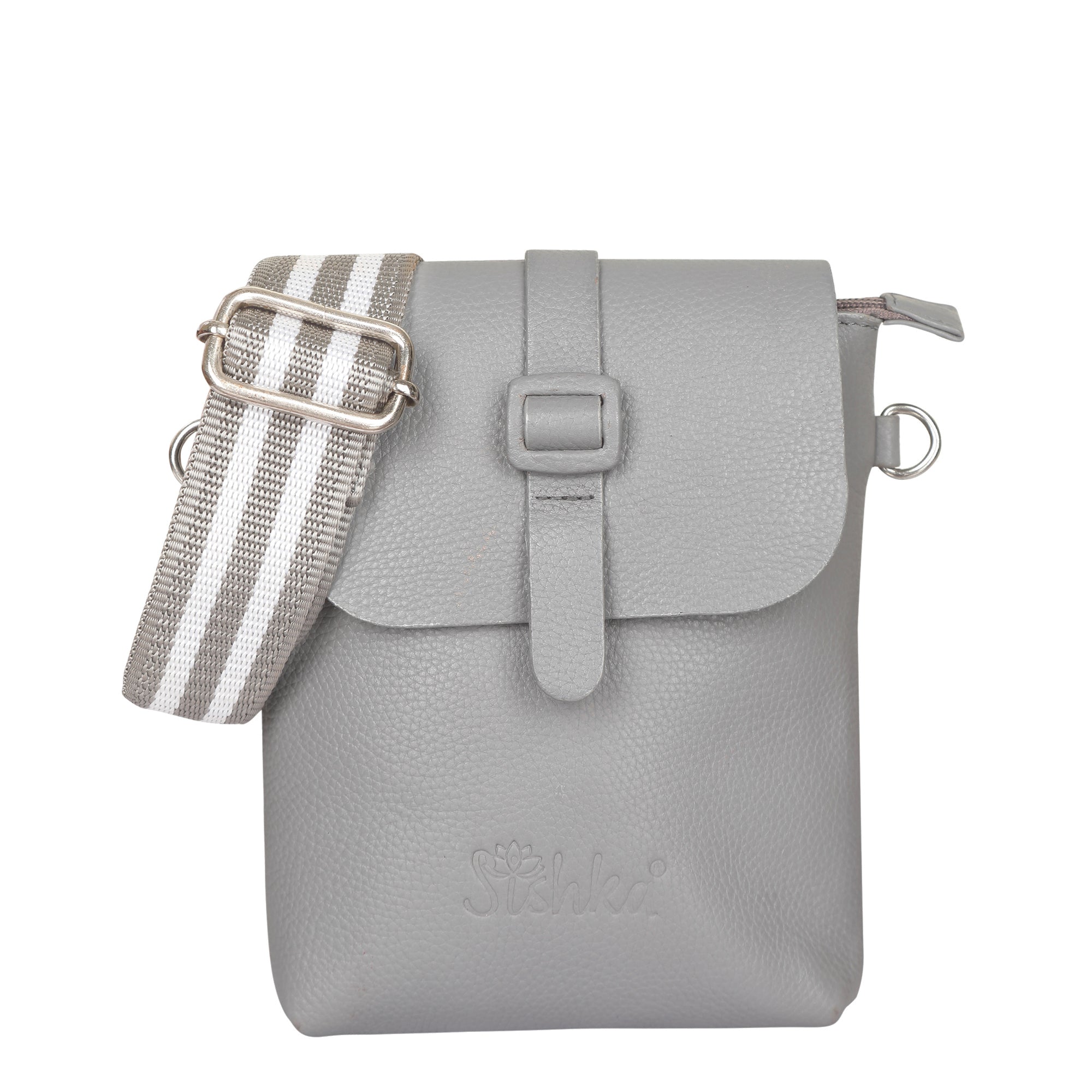 Leather Grey Messenger Bag for Men & Women –Small Crossbody Shoulder Bag, Side Sling Bag for Travel, Work & Daily Use