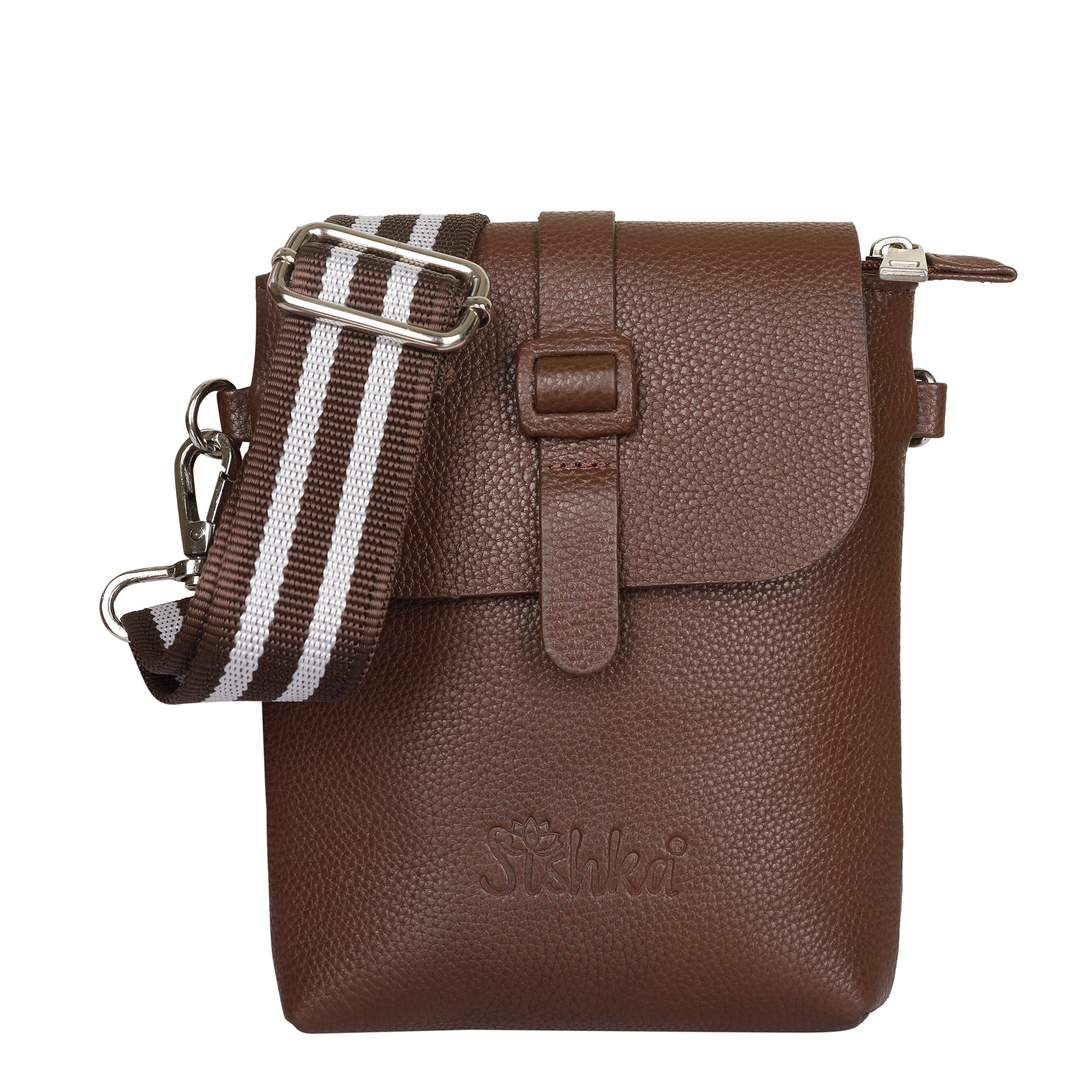 Leather Light Brown Messenger Bag for Men & Women –Small Crossbody Shoulder Bag, Side Sling Bag for Travel, Work & Daily Use