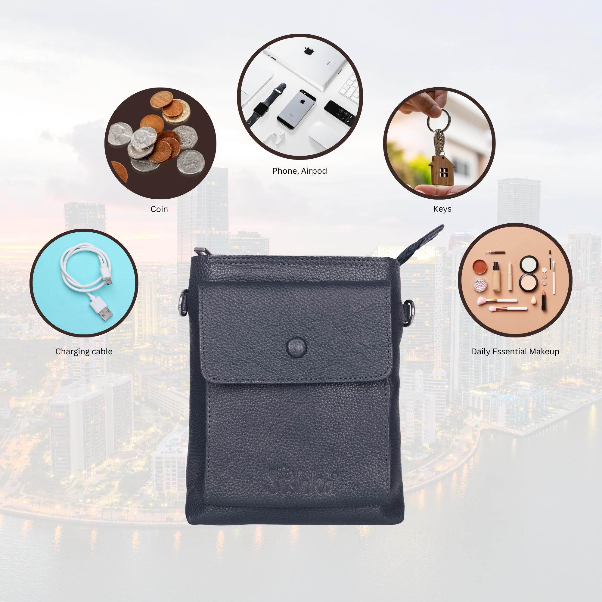 Leather Crossbody Shoulder Bag for Men & Women – Stylish Sling Messenger Bag for Work, Business, Travel & Everyday Use- Black