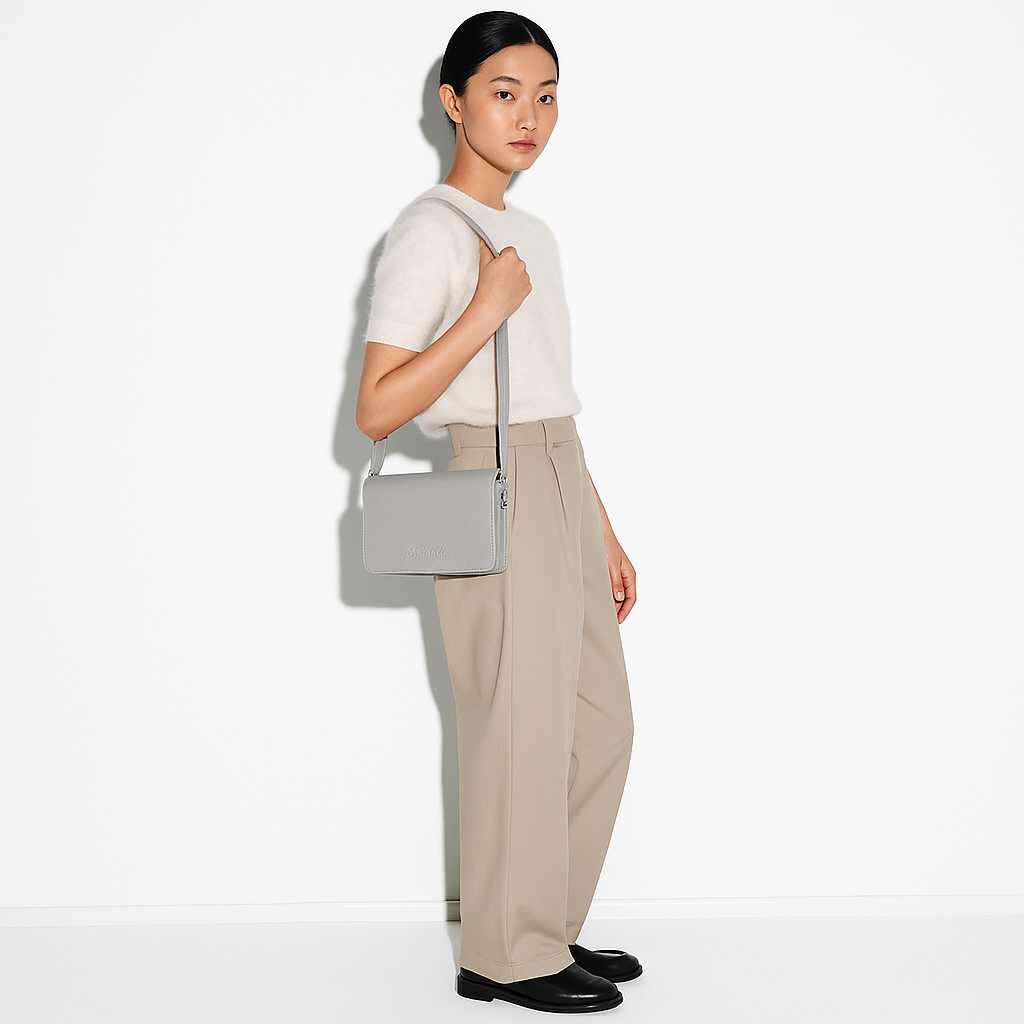 Genuine Leather Grey Crossbody Shoulder Bag for Men & Women – Sling Messenger Bag for Work, Business, Travel & Daily Use